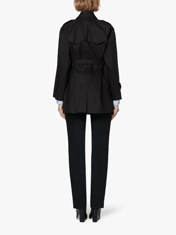 MAISON MARGIELA Black Bonded Cotton Short Single-Breasted Trench Coat