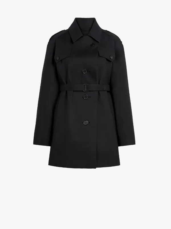 MAISON MARGIELA Black Bonded Cotton Short Single-Breasted Trench Coat