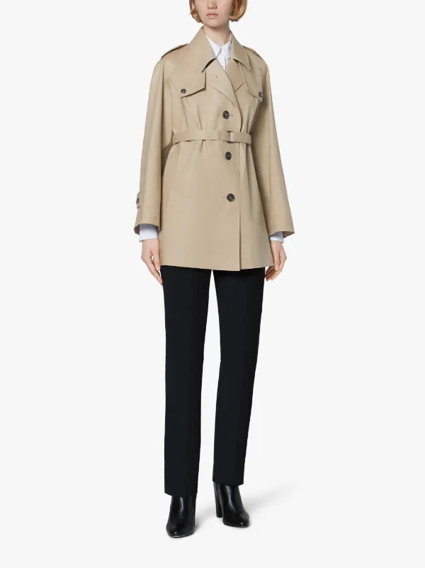 MAISON MARGIELA Fawn Bonded Cotton Short Single-Breasted Trench Coat