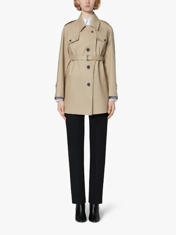 MAISON MARGIELA Fawn Bonded Cotton Short Single-Breasted Trench Coat