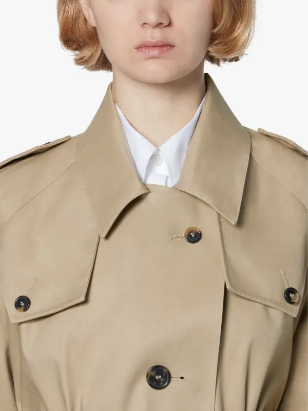 MAISON MARGIELA Fawn Bonded Cotton Short Single-Breasted Trench Coat