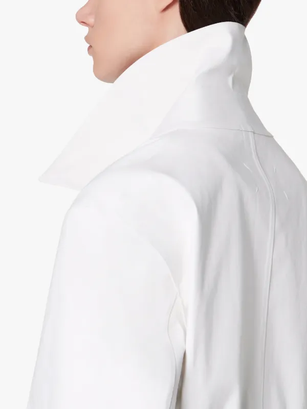 MAISON MARGIELA White Bonded Cotton Oversized Trench Coat