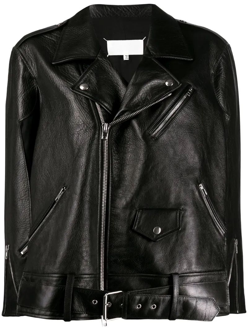 oversized leather moto jacket