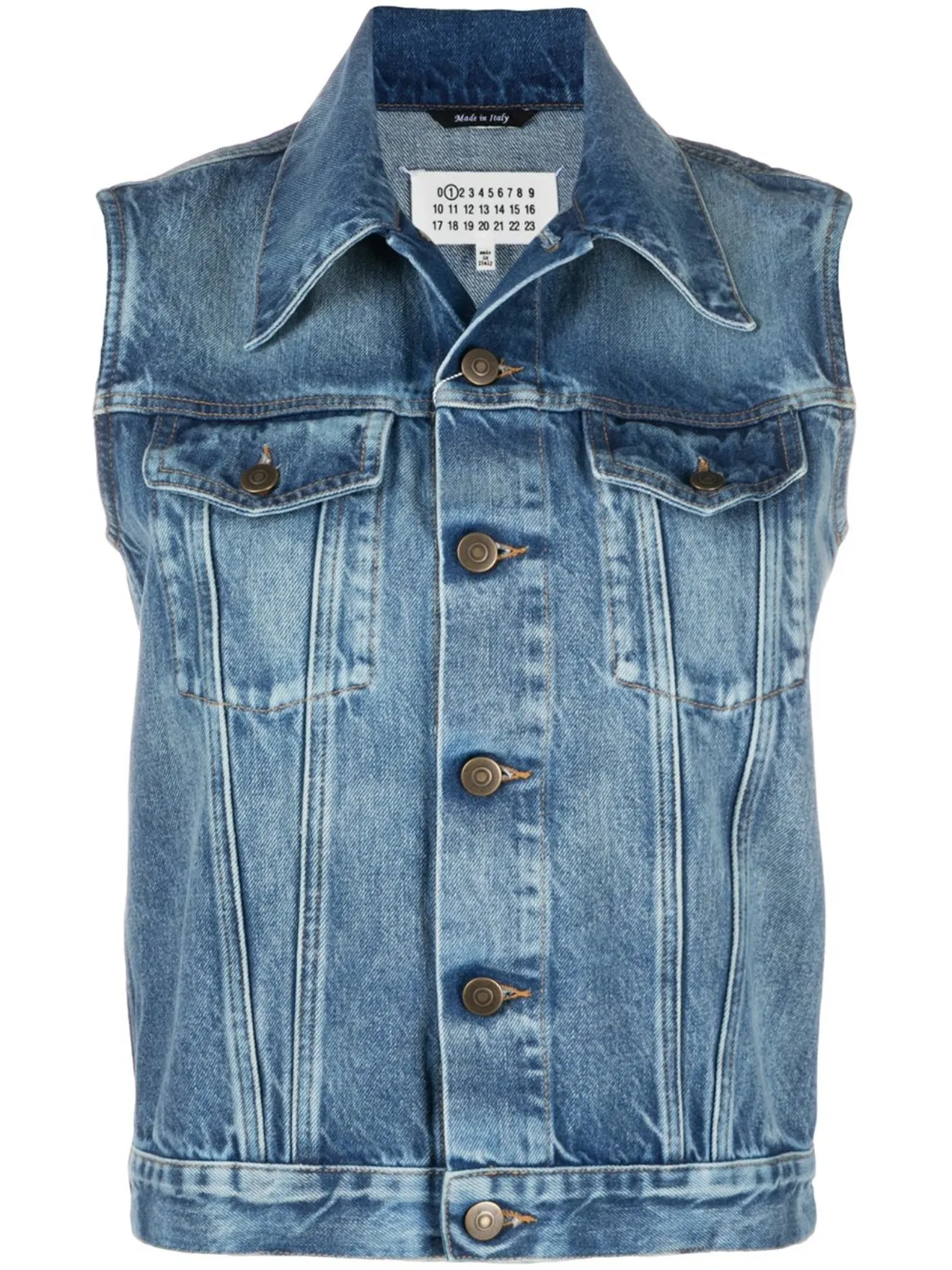 blue denim sleeveless jacket