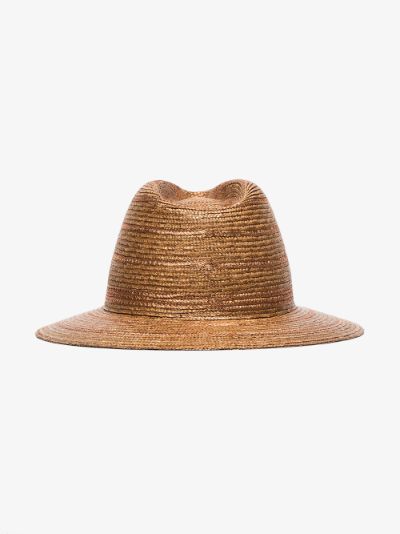 brown straw fedora hat