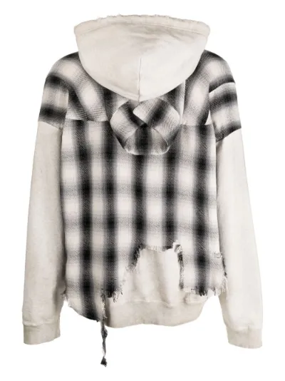 Hooded button front check cheap sweatshirt