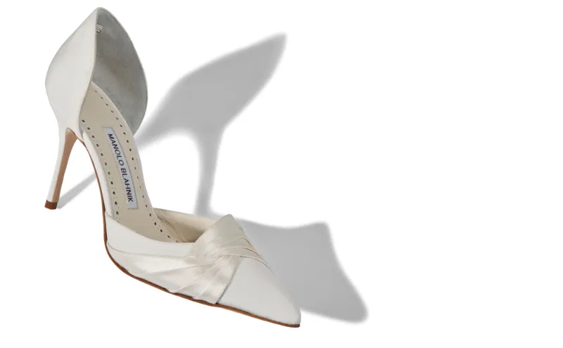 manolo blahnik white satin