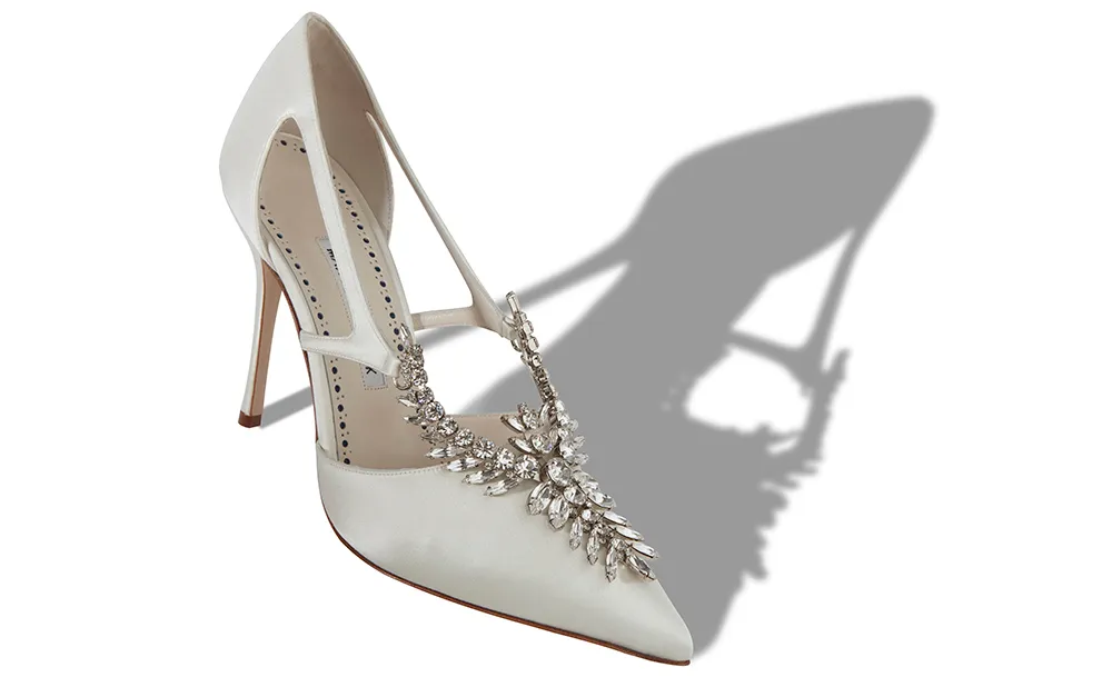 manolo blahnik white satin
