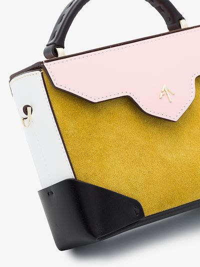 yellow and bubblegum Micro Bold suede cross-body bag展示图