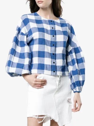 Blue gingham Alana blouse展示图