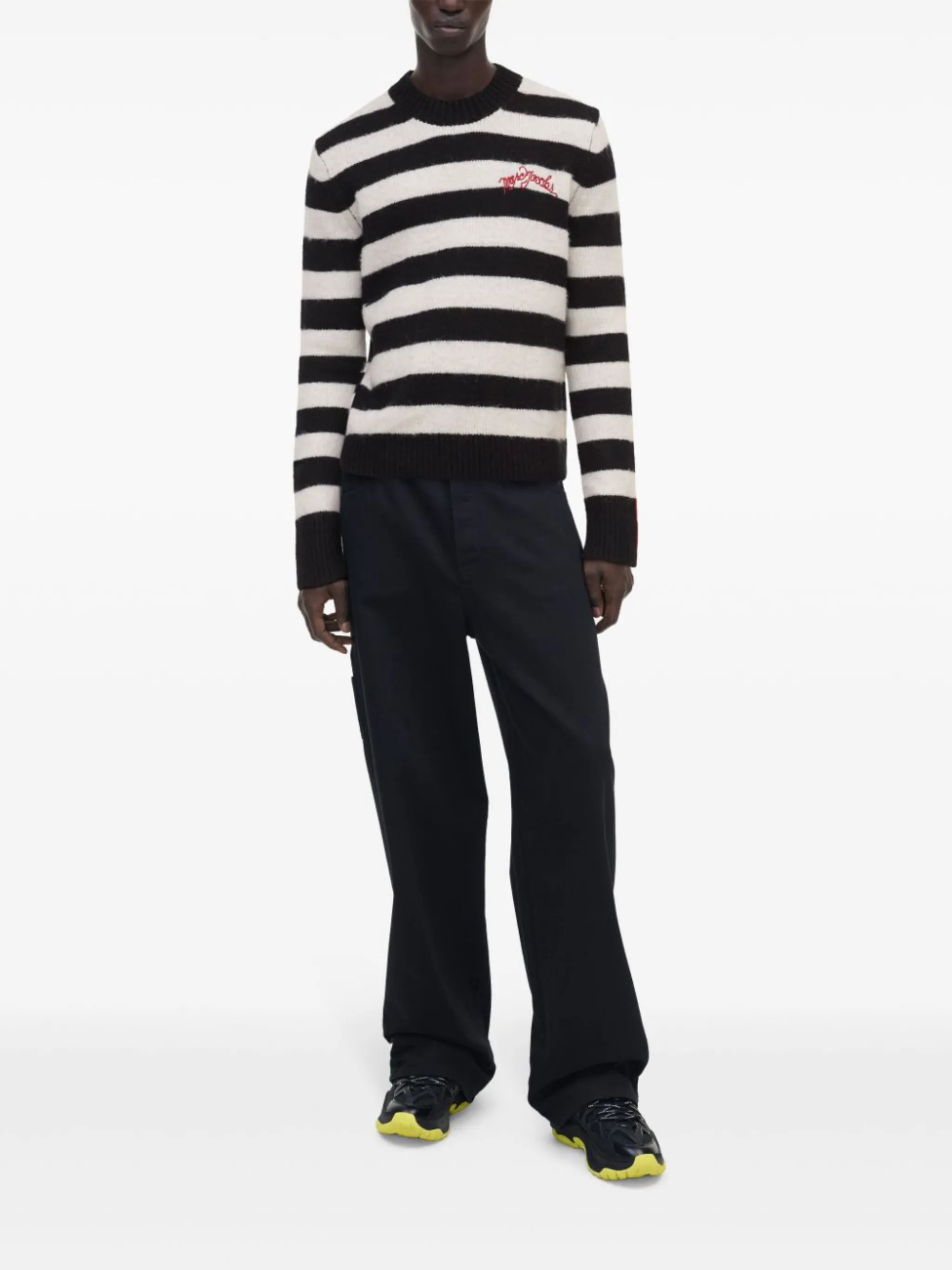 Marc Jacobs store 2022 Striped Sweatshirt Peace Patch Studded Top M