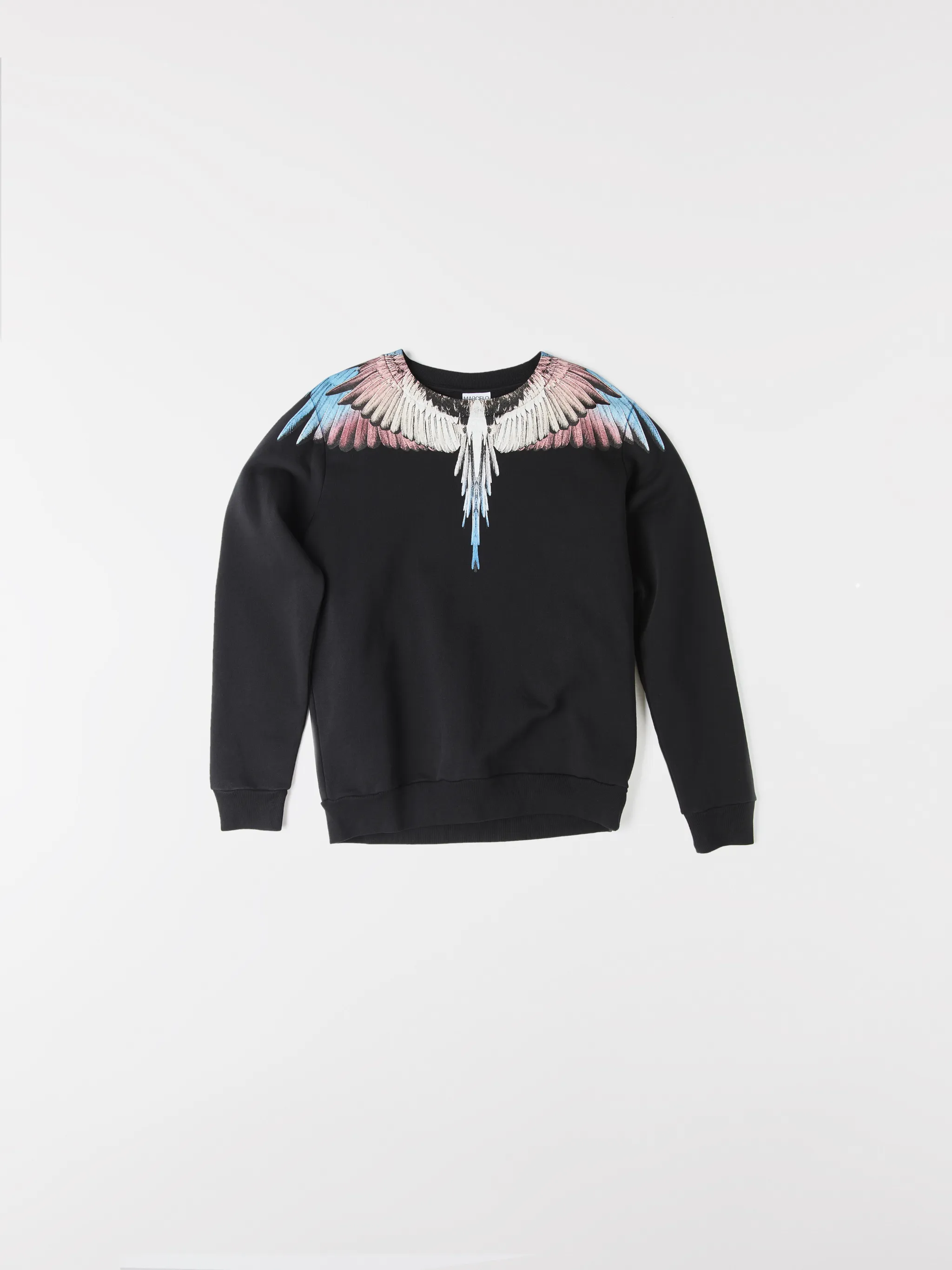 Black cotton Wings-print sweatshirt from Marcelo Burlon County of Milan featuring crew neck and long sleeves.