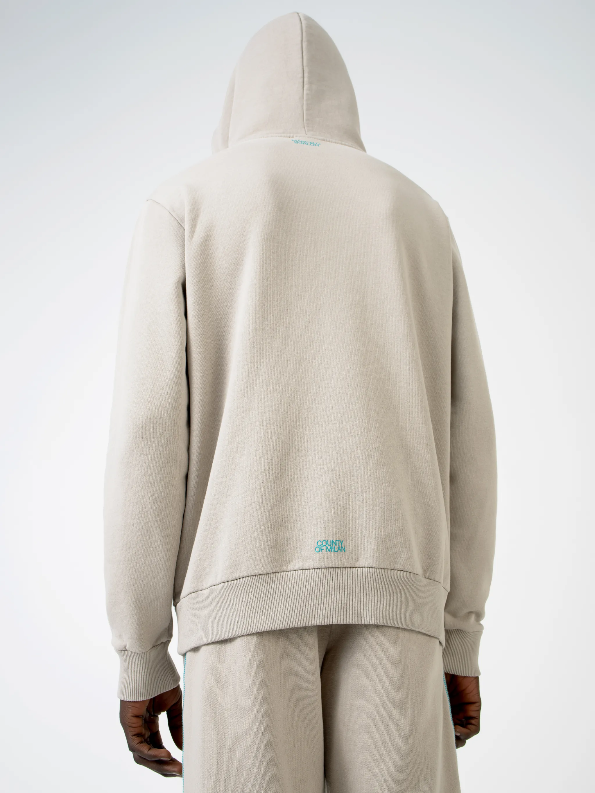 6143 BEIGE TURQUOISE Natural (Veg)->Cotton CROSS HOODIE from Marcelo Burlon County of Milan.
