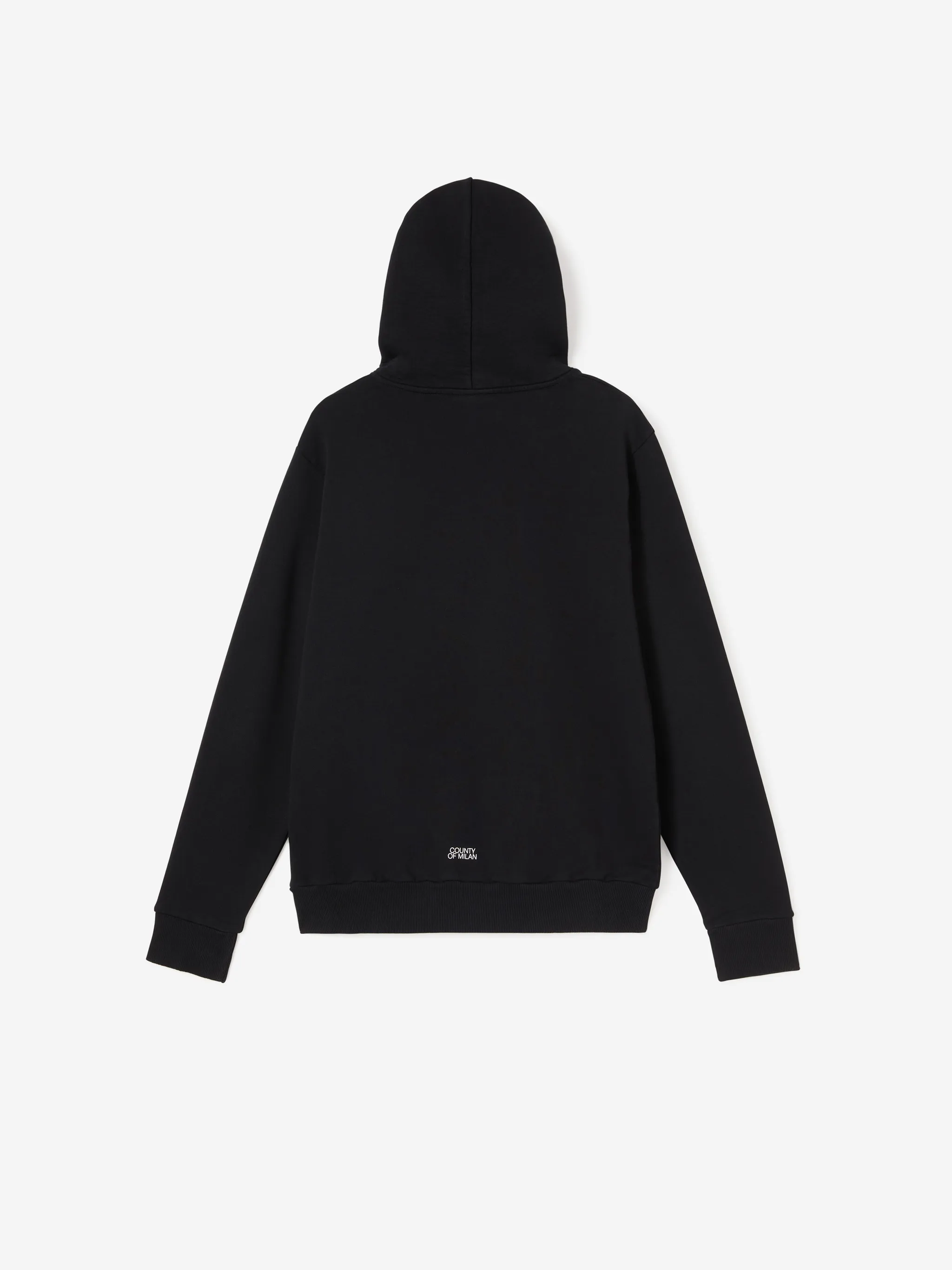 Black cotton embroidered cross logo hoodie from Marcelo Burlon County of Milan featuring signature Cross motif, classic hood, long sleeves and single patch pocket.