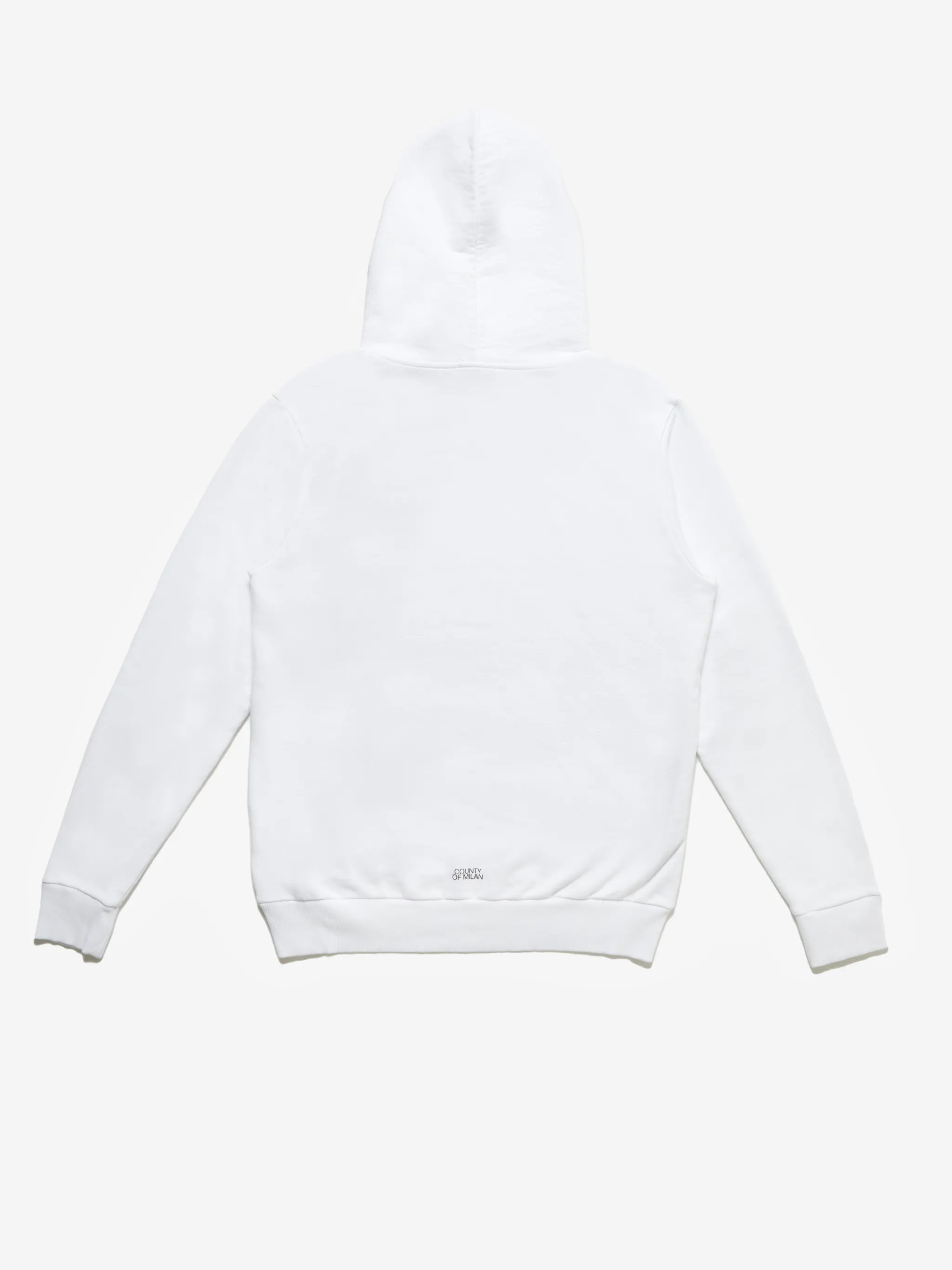 White/black cotton logo-print cotton hoodie from Marcelo Burlon County of Milan featuring logo print to the front, drawstring hood, long sleeves, elasticated cuffs, front pouch pocket and elasticated hem.