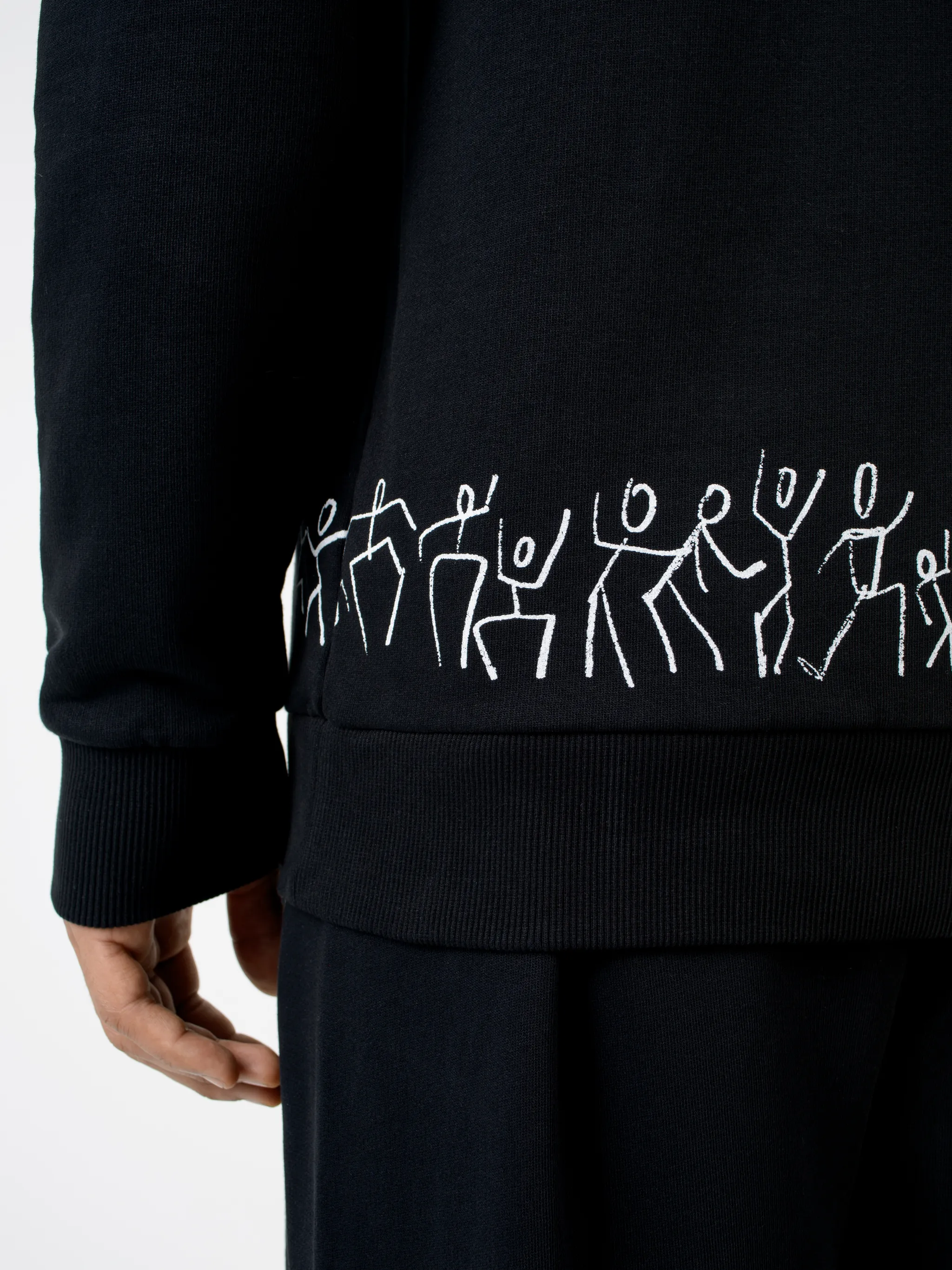 Black cotton Cross Tribe crew-neck sweatshirt from Marcelo Burlon County of Milan featuring embroidered logo at the chest, graphic print, crew neck, long sleeves and straight hem.