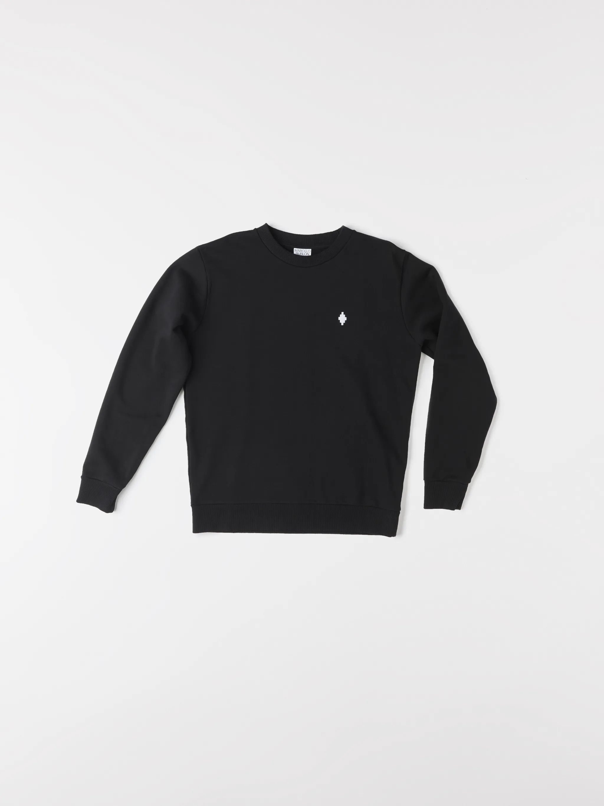 Black cotton Cross crew-neck sweatshirt from Marcelo Burlon County of Milan featuring embroidered logo at the chest, logo print to the rear, crew neck, long sleeves and straight hem.