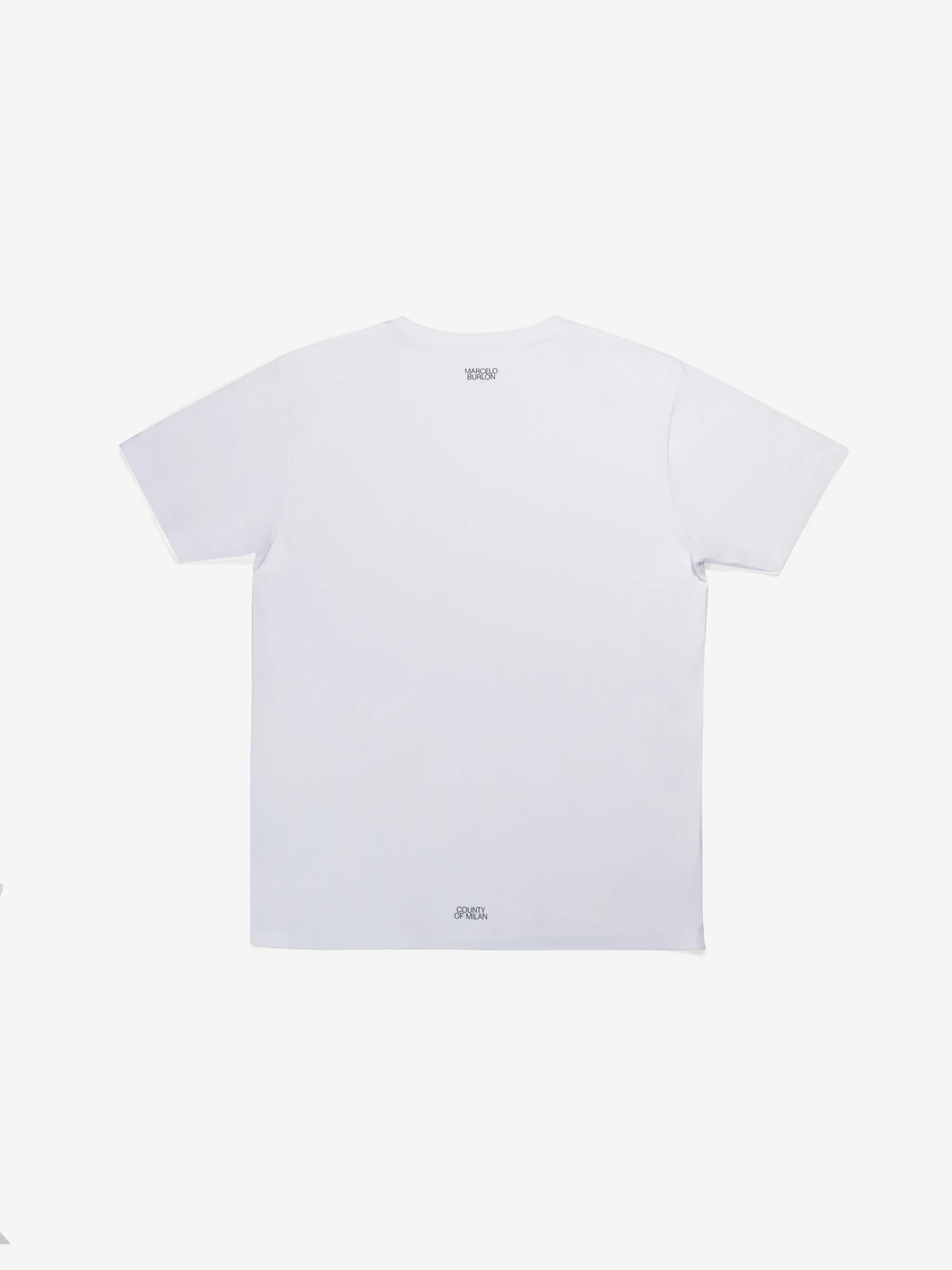 White cotton-blend logo-print T-shirt from MARCELO BURLON COUNTY OF MILAN featuring crew neck and logo print at the chest.