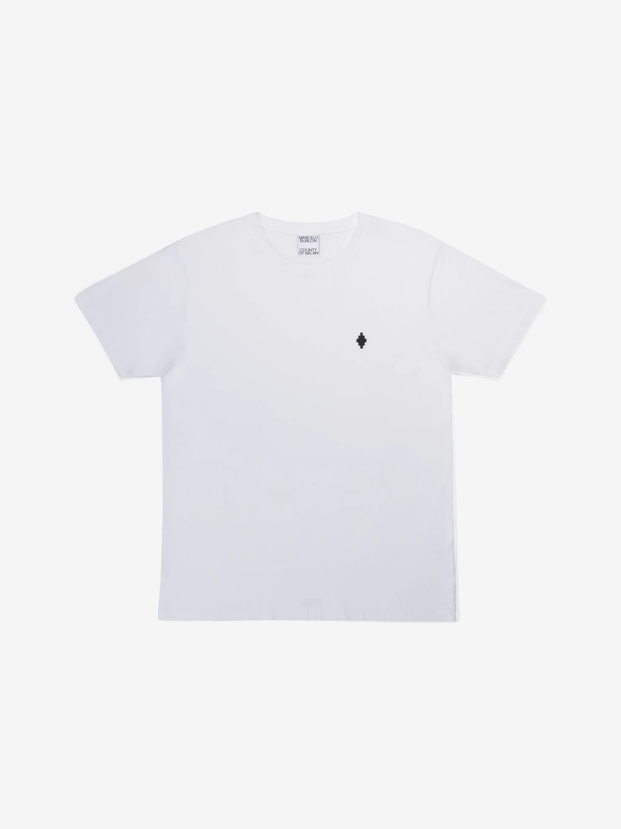 White cotton-blend logo-print T-shirt from MARCELO BURLON COUNTY OF MILAN featuring crew neck and logo print at the chest.