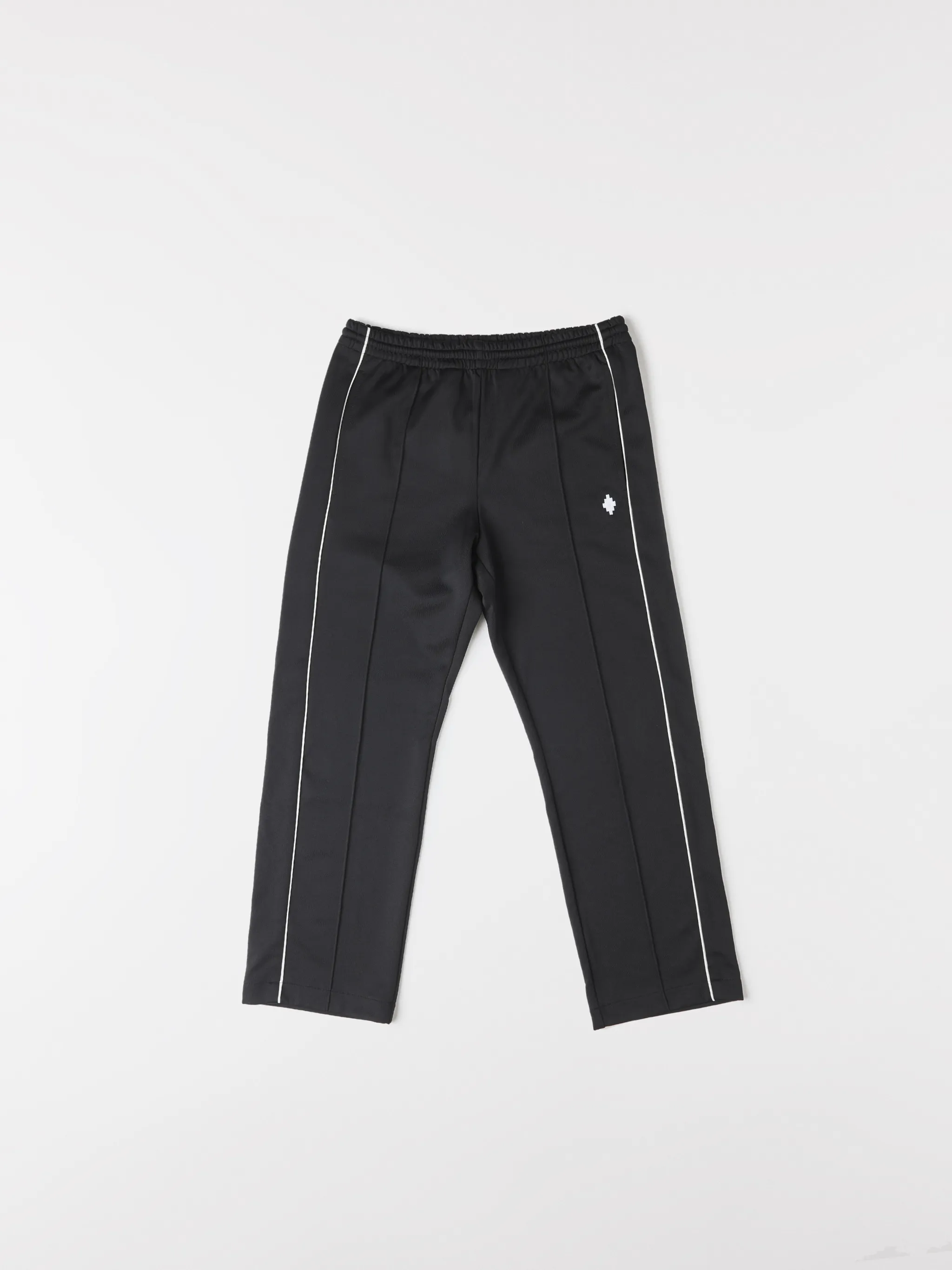 Black cotton-blend logo track pants from MARCELO BURLON COUNTY OF MILAN featuring elasticated waistband, embroidered logo, two side slit pockets, rear welt pocket, side stripe detailing and loose fit.