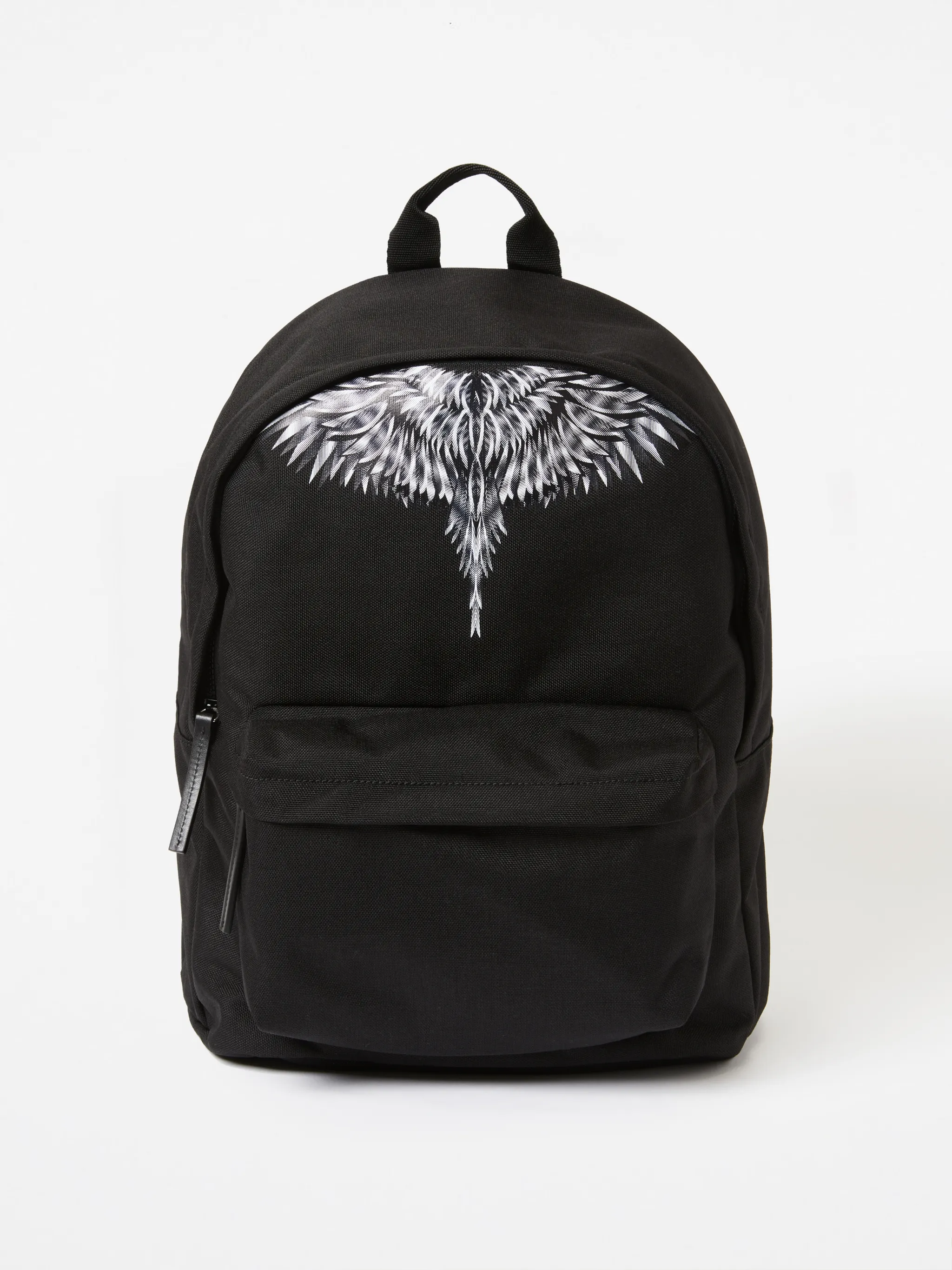 Black Cross Wings large backpack from Marcelo Burlon County of Milan featuring wings print, concealed top zip fastening, single top handle, two adjustable shoulder straps, main compartment and front zip-fastening compartment.