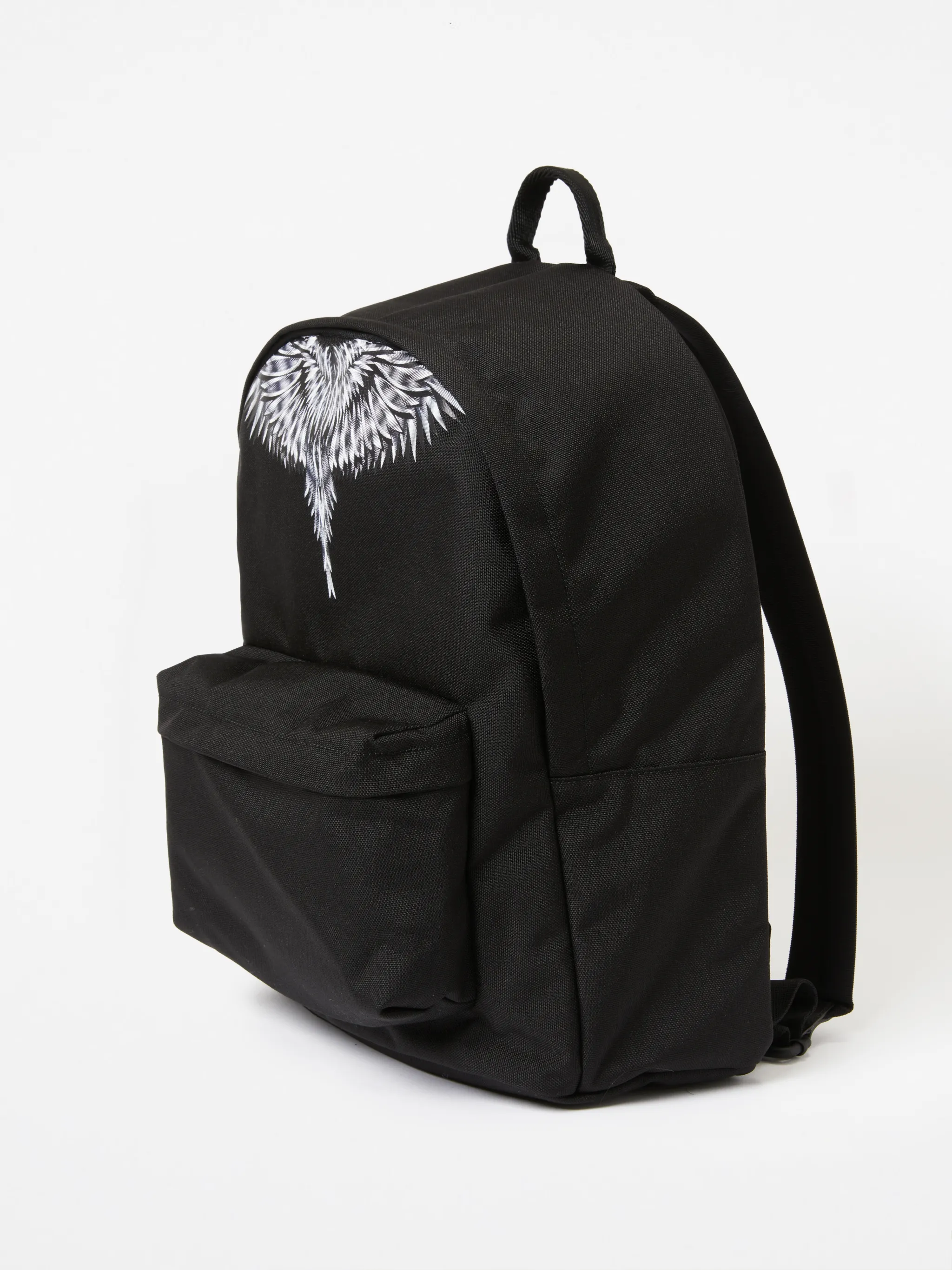 Black Cross Wings large backpack from Marcelo Burlon County of Milan featuring wings print, concealed top zip fastening, single top handle, two adjustable shoulder straps, main compartment and front zip-fastening compartment.