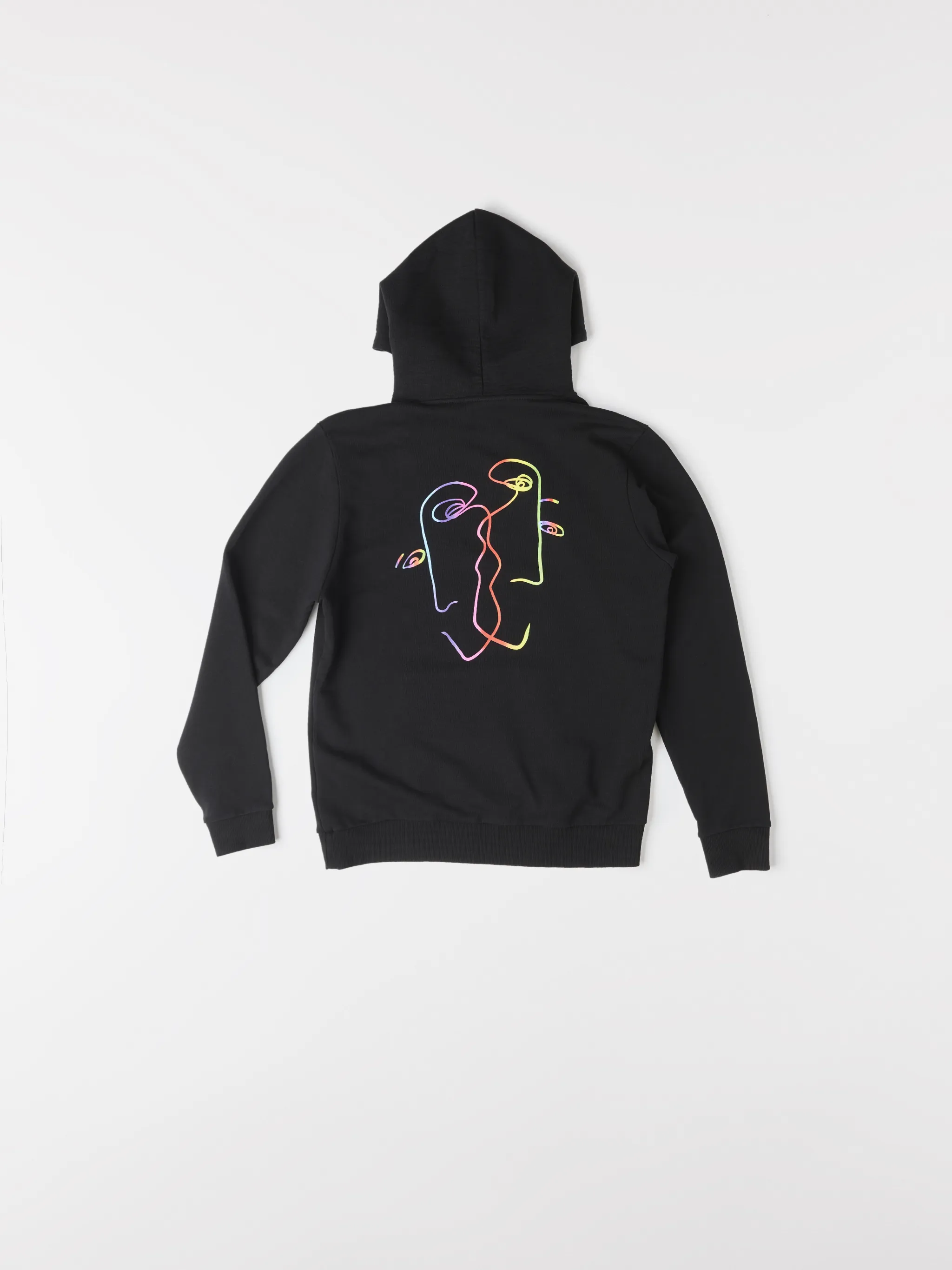 Black cotton logo print hoodie from MARCELO BURLON COUNTY OF MILAN featuring drawstring hood, logo print to the front, long sleeves, abstract pattern print, kangaroo pocket and loose fit.