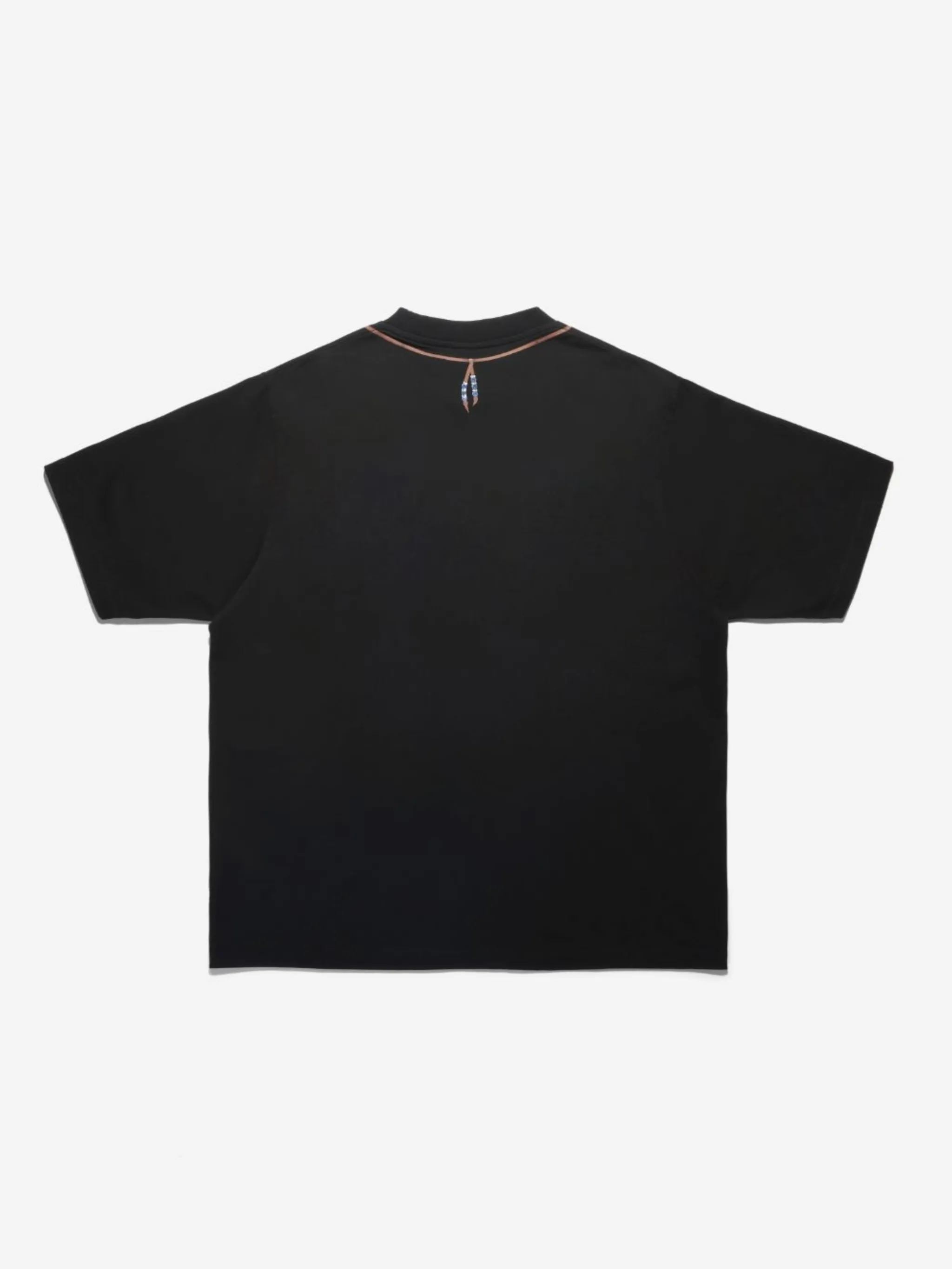 Black cotton feather necklace logo T-shirt from Marcelo Burlon County of Milan featuring graphic print, logo print at the chest, crew neck, short sleeves and straight hem.