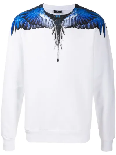 Marcelo Burlon County of Milan Felpa a girocollo con stampa Wings bianco |  MODES