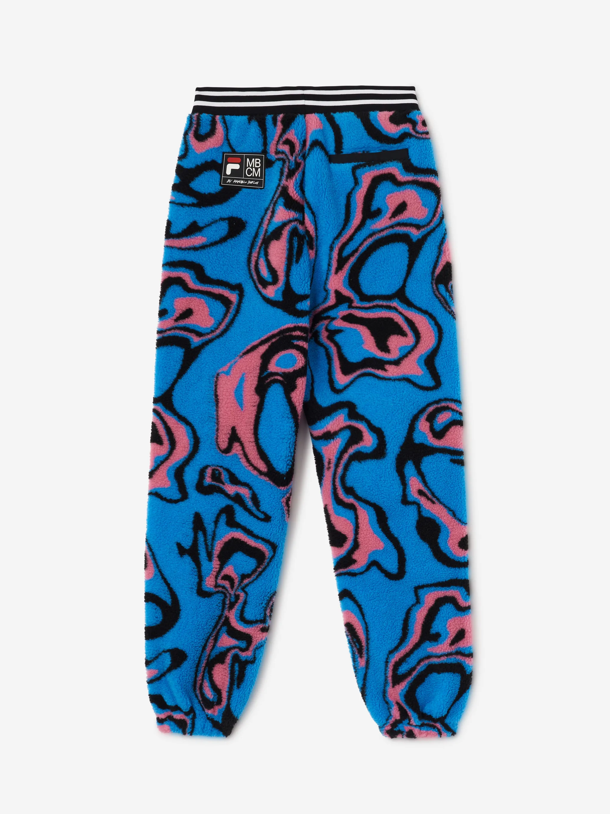 Multicolour geometric print trousers from Marcelo Burlon County of Milan featuring geometric-pattern print, wide leg, elasticated drawstring waistband and elasticated ankles.