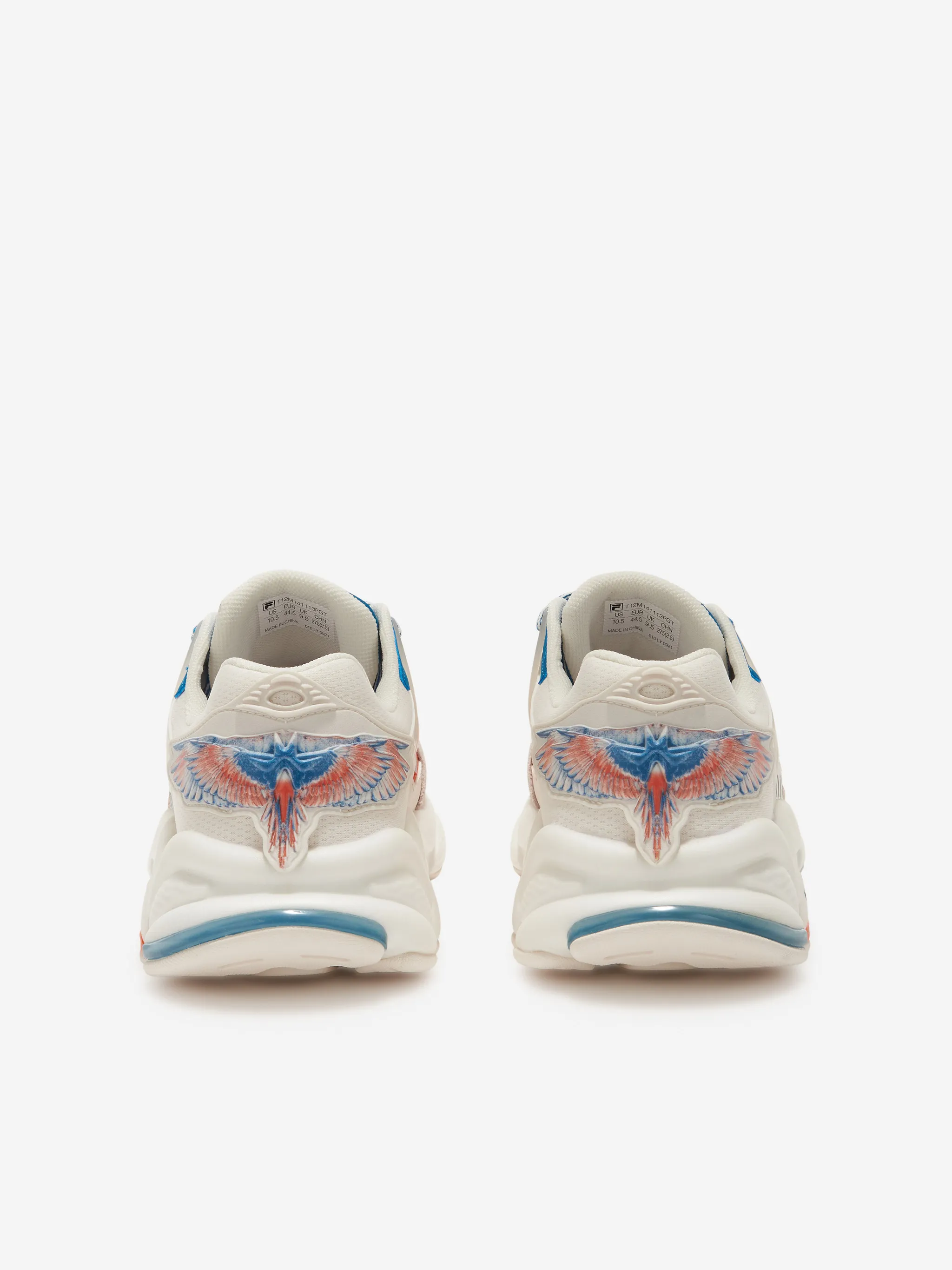 Multicolour suede x FILA panelled sneakers from Marcelo Burlon County of Milan featuring panelled design, logo print to the side, logo patch at the tongue, front lace-up fastening and chunky rubber sole.