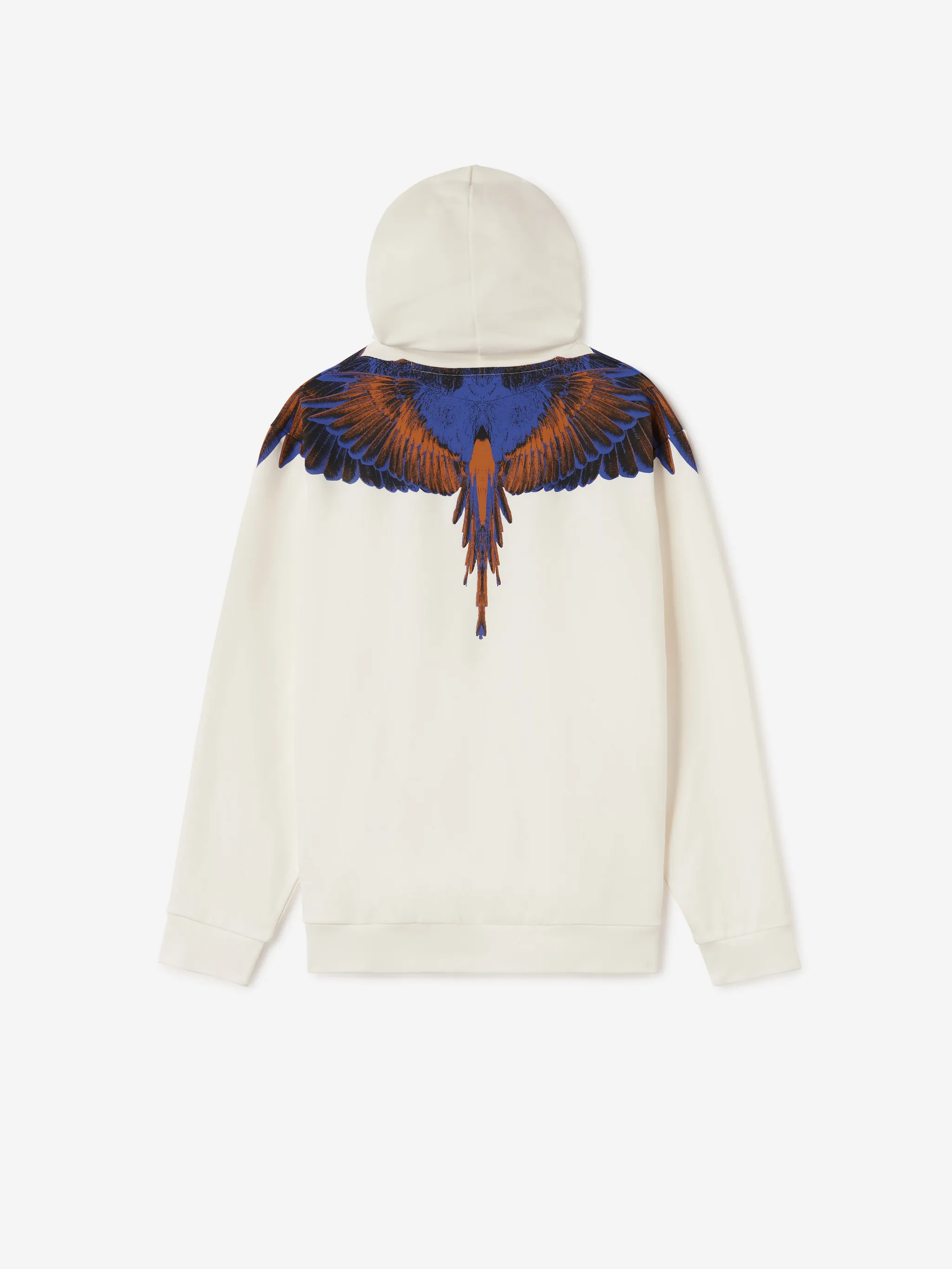 White/multicolour cotton x FILA feather print hoodie from Marcelo Burlon County of Milan featuring feather print, logo patch to the front, drawstring hood, slip pockets to the sides, long sleeves and straight hem.