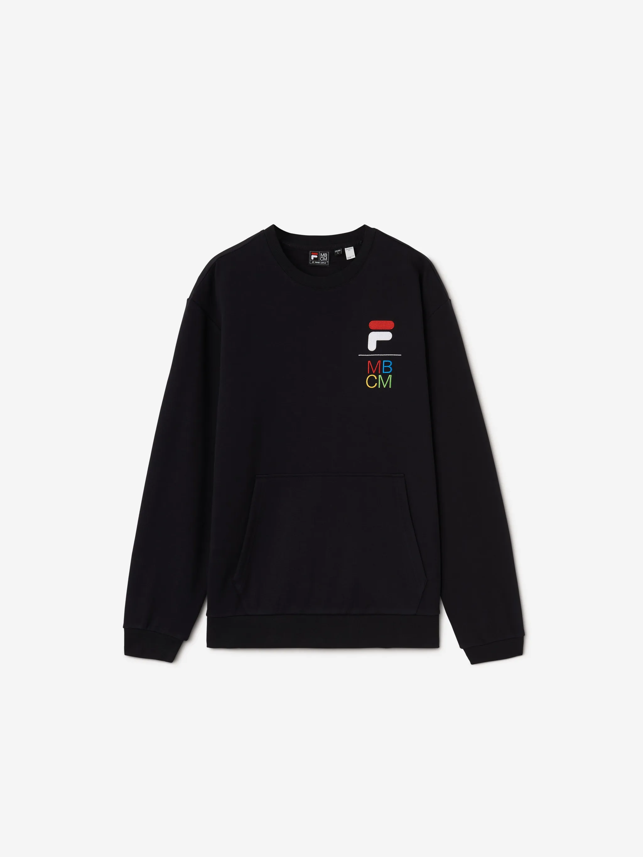 Black cotton-blend x FILA embroidered bomber jacket from Marcelo Burlon County of Milan featuring logo patch to the front, baseball collar, front zip fastening, front zip fastening pockets, long sleeves, straight hem and embroidered design.