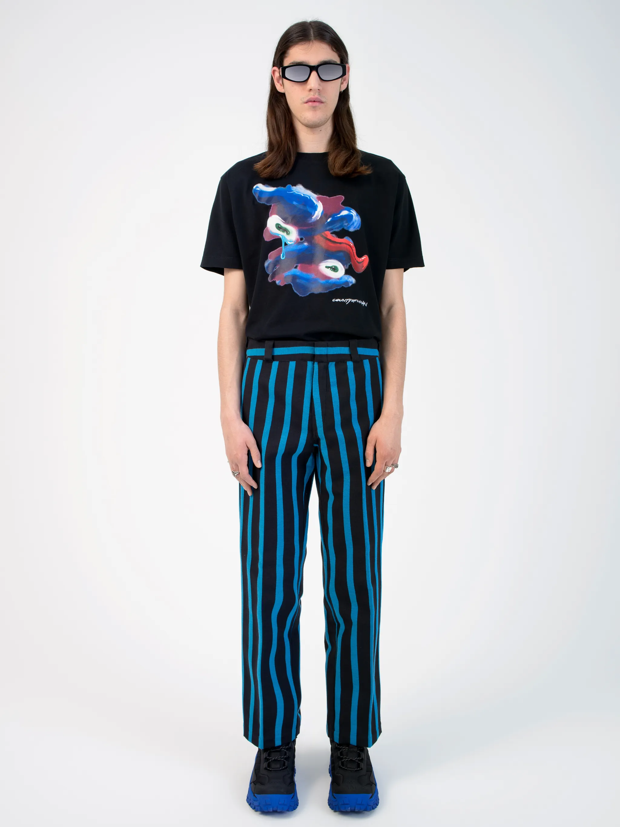 Black/multicolour graphic print cotton T-shirt from Marcelo Burlon County of Milan featuring graphic print, round neck, short sleeves and straight hem.