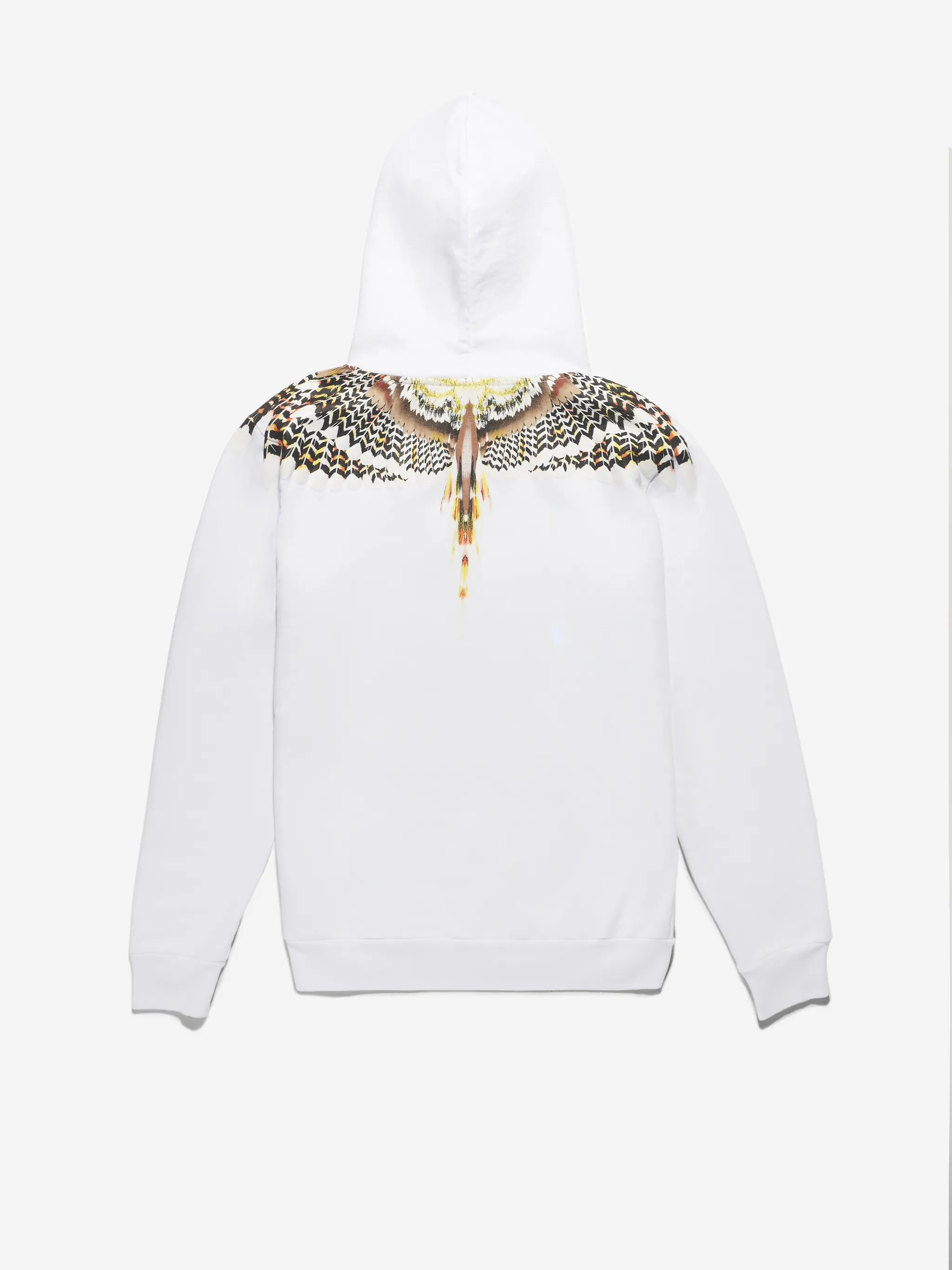 White/multicolour cotton Wings-print hoodie from Marcelo Burlon County of Milan featuring drawstring hood, wings print, long sleeves and front pouch pocket.