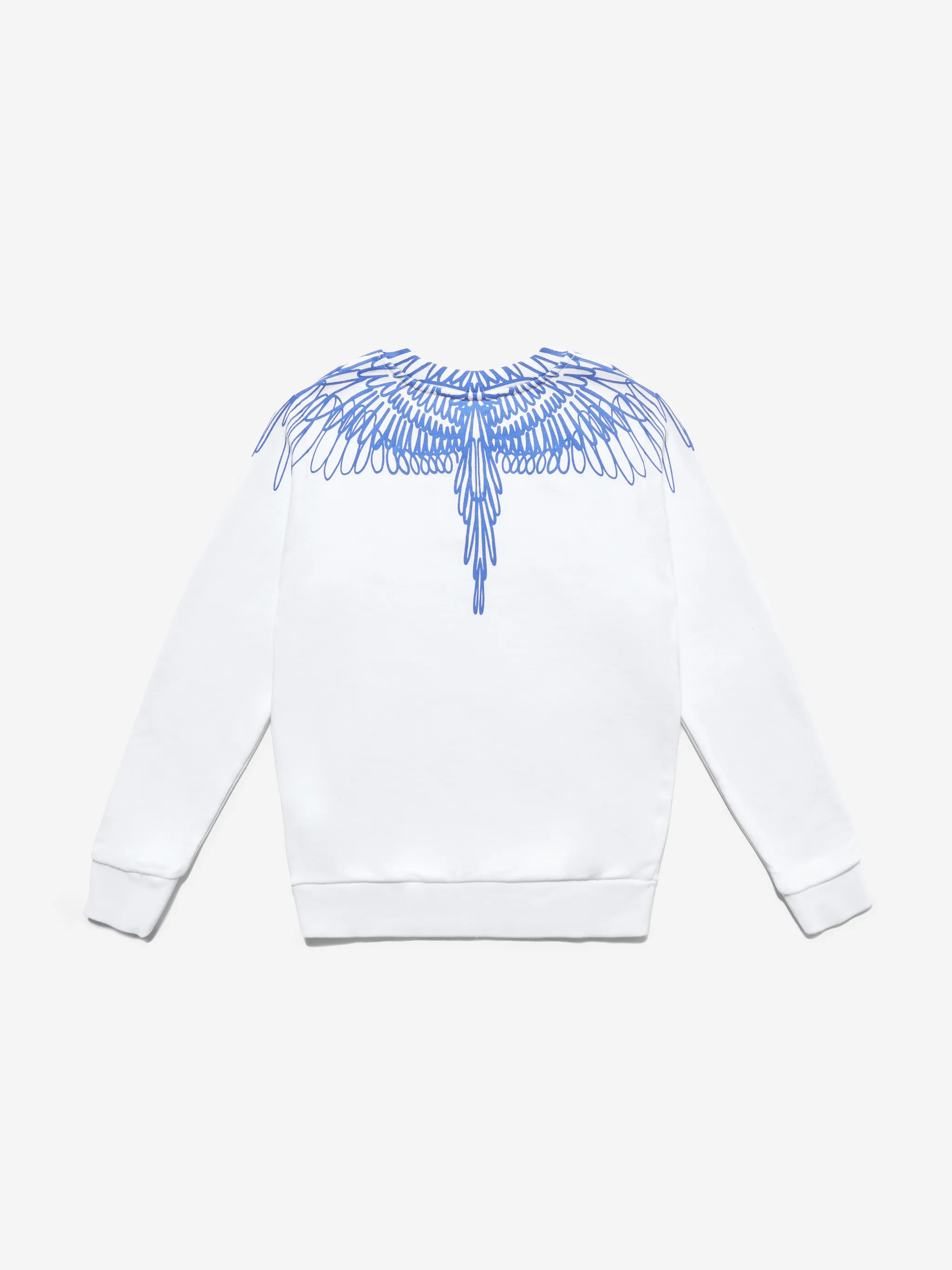 White cotton Blue Wings sweatshirt from Marcelo Burlon Kids featuring signature Marcelo Burlon Wings print, crew neck, long sleeves and straight hem.