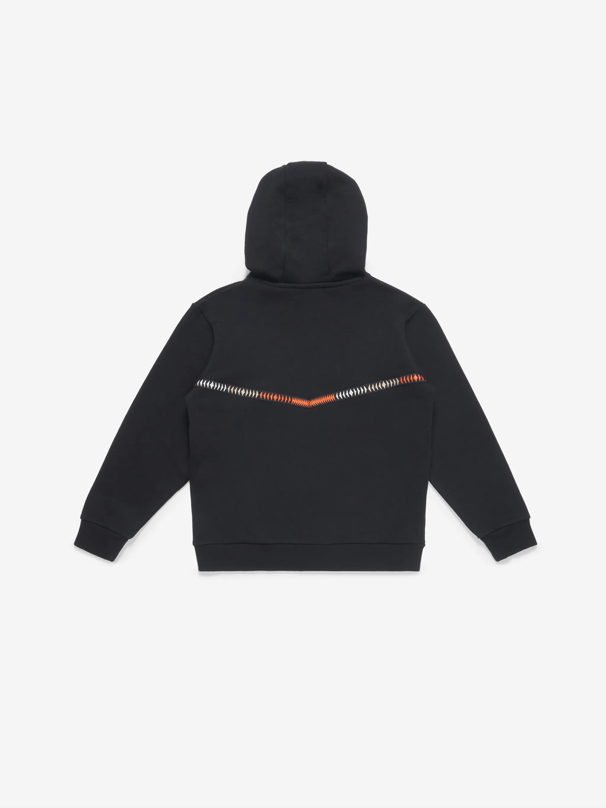 Black tape detail logo hoodie from Marcelo Burlon Kids featuring tape detailing, embroidered logo at the chest, classic hood, long sleeves, front zip fastening and two front patch pockets.