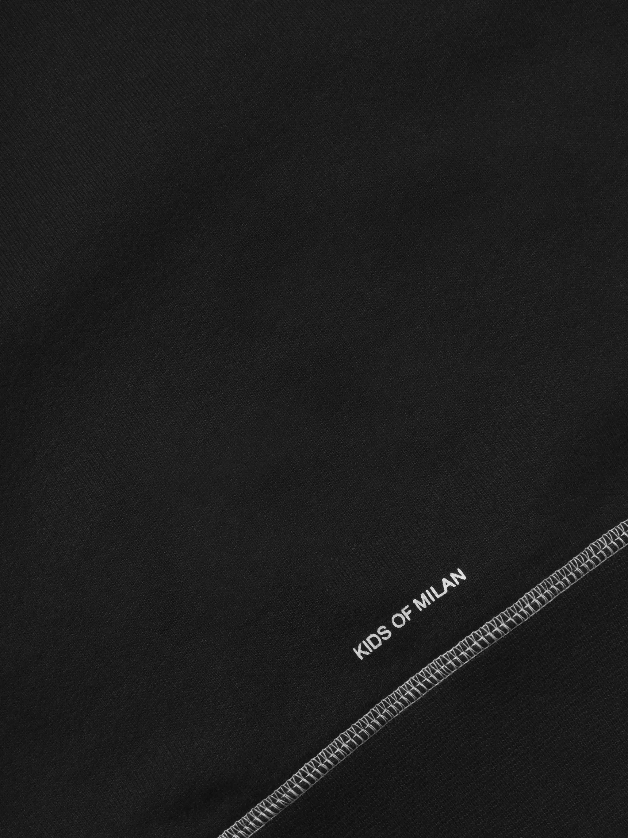 Black cotton embroidered-logo sweatshirt from Marcelo Burlon Kids featuring embroidered logo at the chest, embroidered logo to the rear, contrast stitching, ribbed detailing, round neck, long sleeves and straight hem.