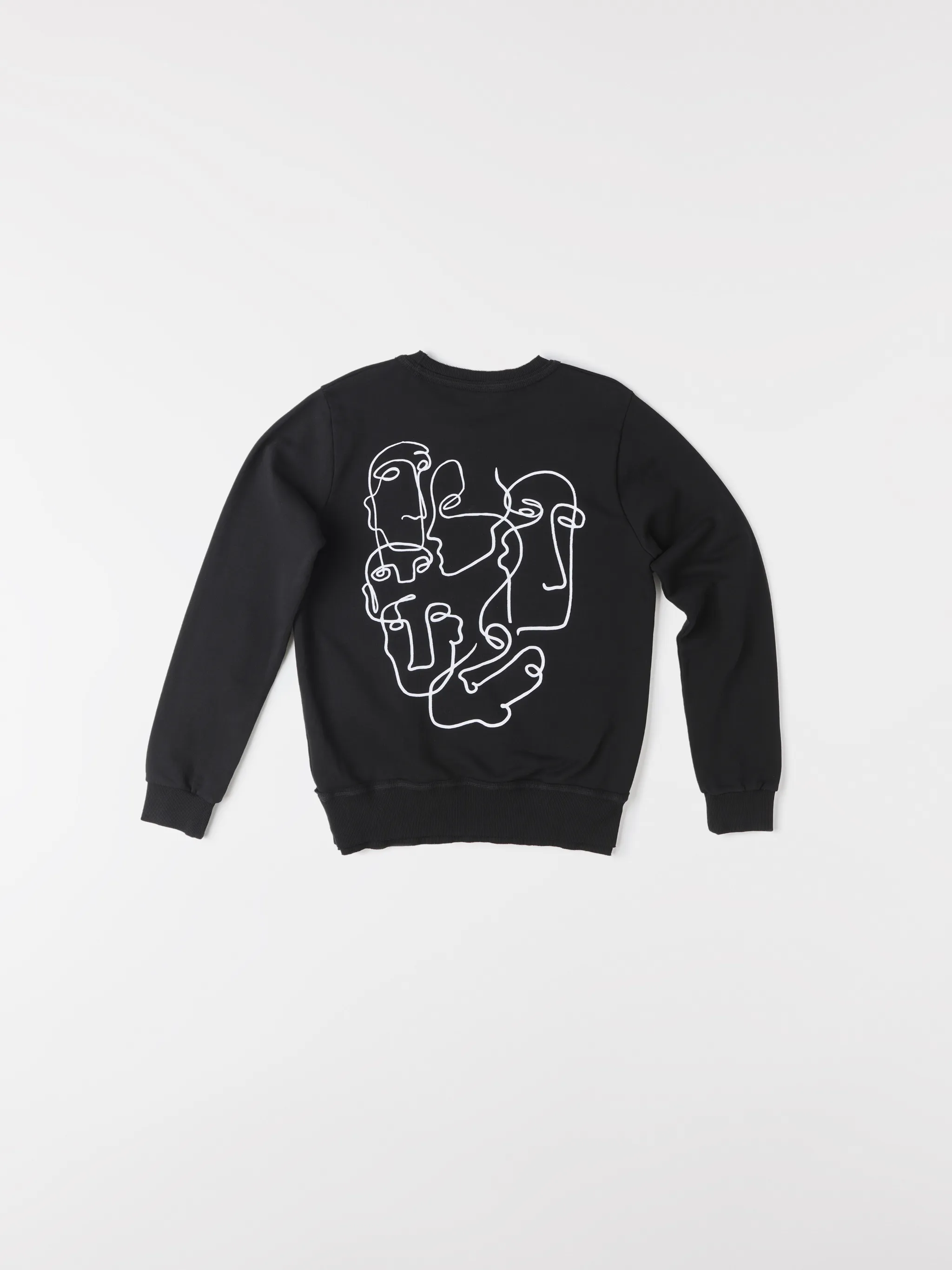 Black cotton Multi Faces crew-neck sweatshirt from Marcelo Burlon County of Milan featuring logo print at the chest, graphic print to the rear, crew neck, long raglan sleeves and straight hem.
