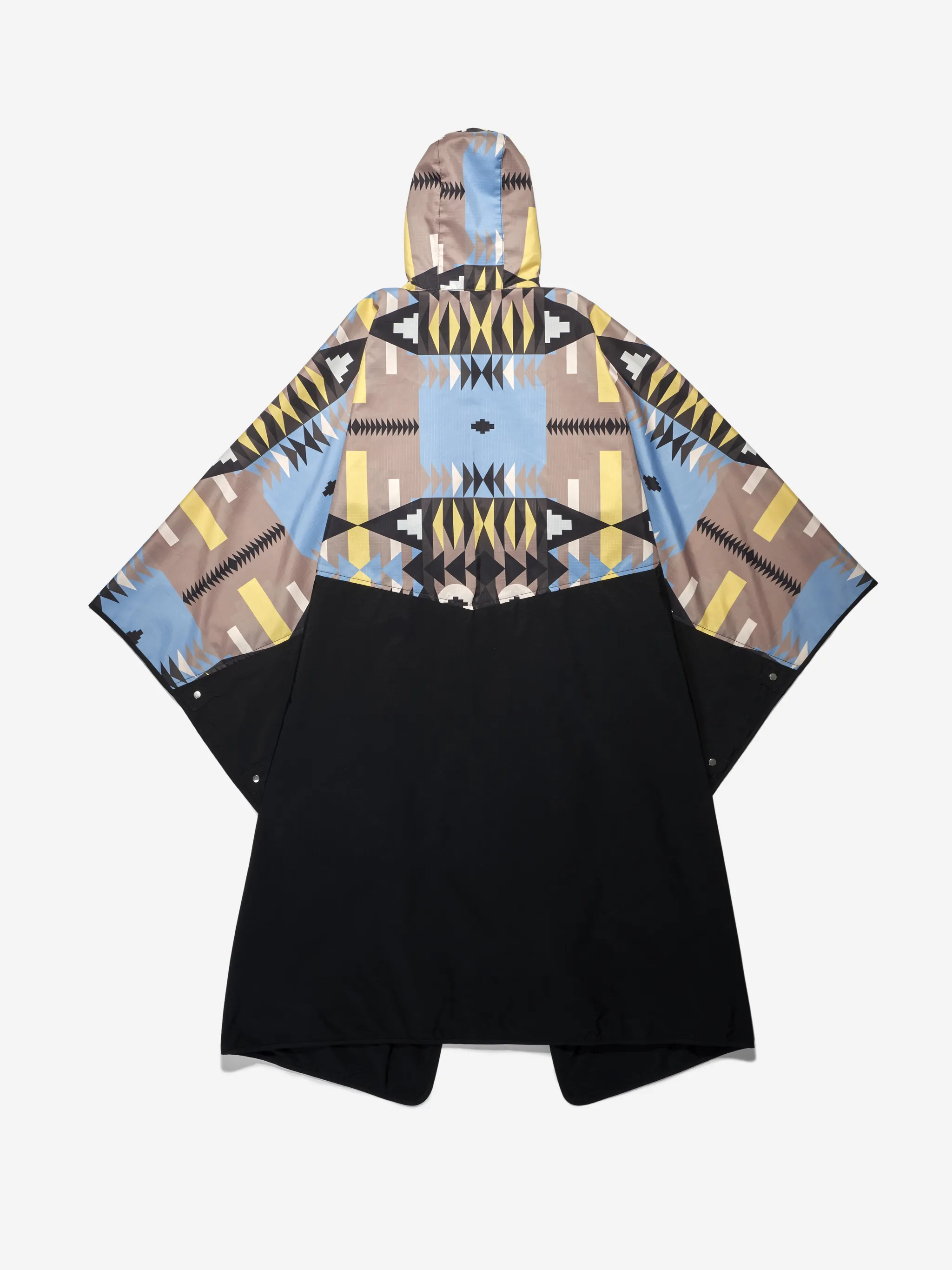 Multicolour geometric-print hooded coat from Marcelo Burlon County of Milan featuring drawstring hood, geometric print, front zip fastening, chest flap pocket and long sleeves.