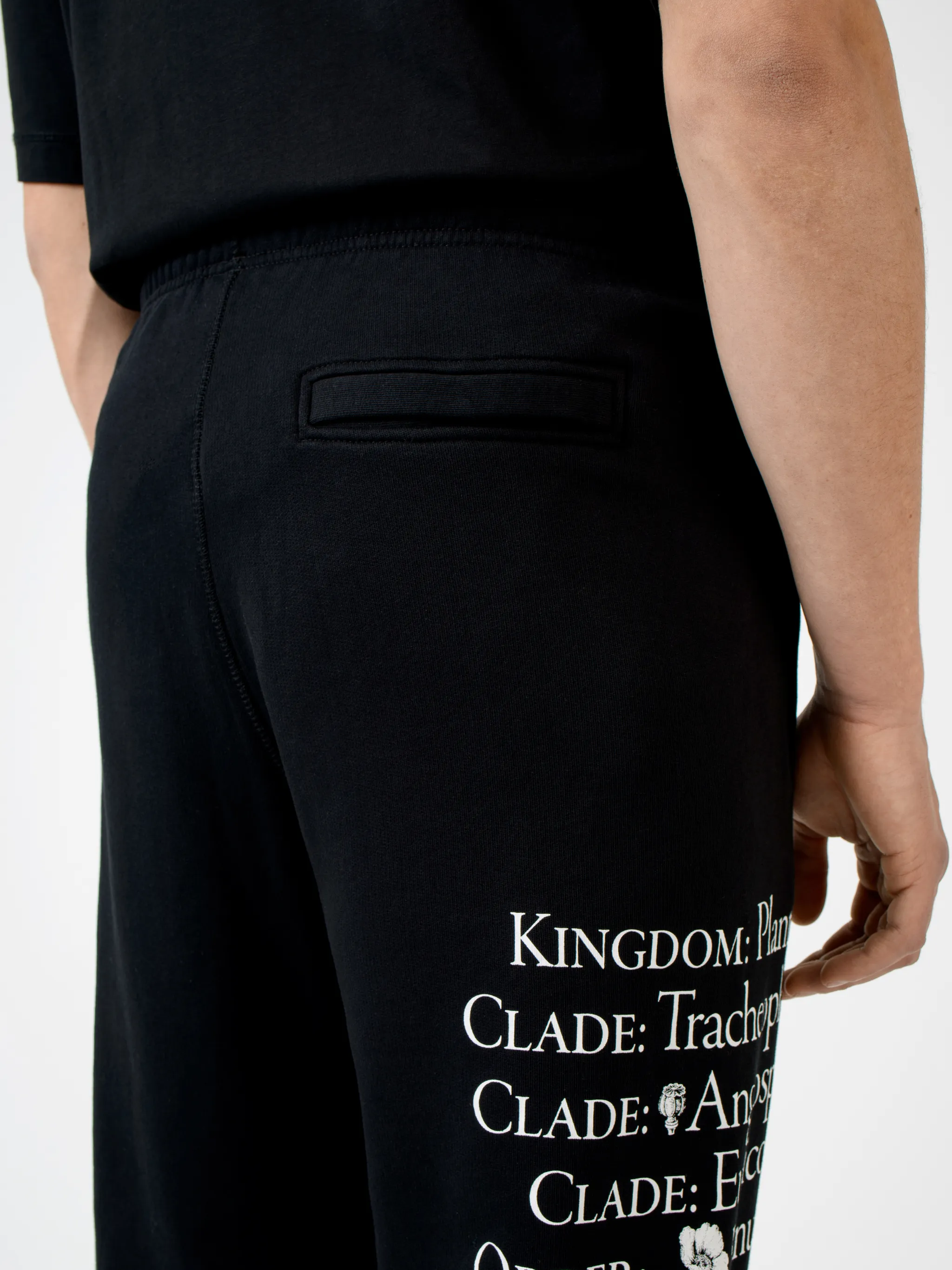 Black cotton Papaver tapered track pants from Marcelo Burlon County of Milan featuring embroidered logo to the front, slogan print, elasticated ankles, elasticated waistband, drawstring fastening, tapered design, two side slit pockets and rear welt pocket.
