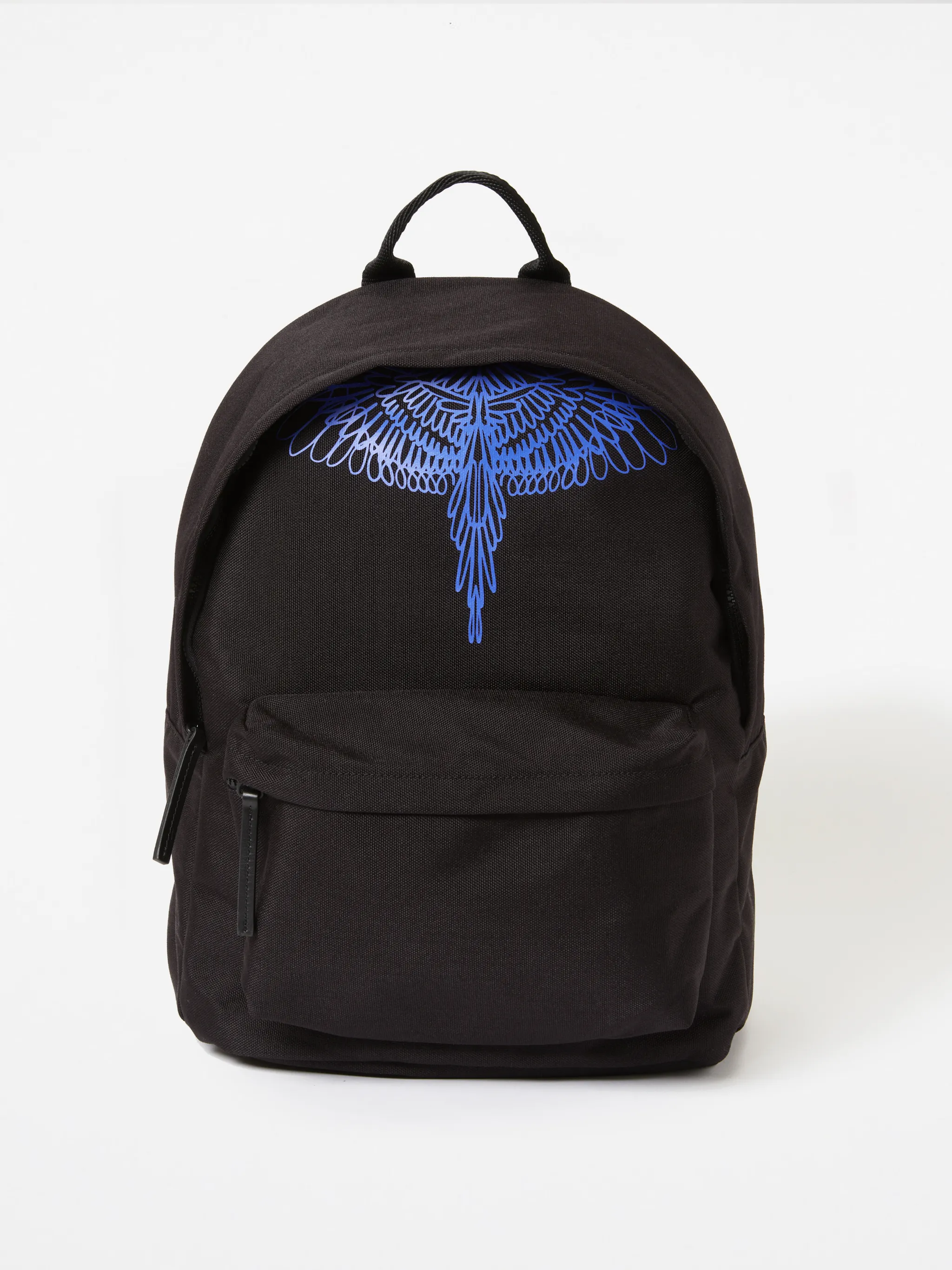 Black Pictorial Wings backpack from Marcelo Burlon County of Milan featuring wings print, concealed top zip fastening, single top handle, two adjustable shoulder straps, main compartment and front zip-fastening compartment.
