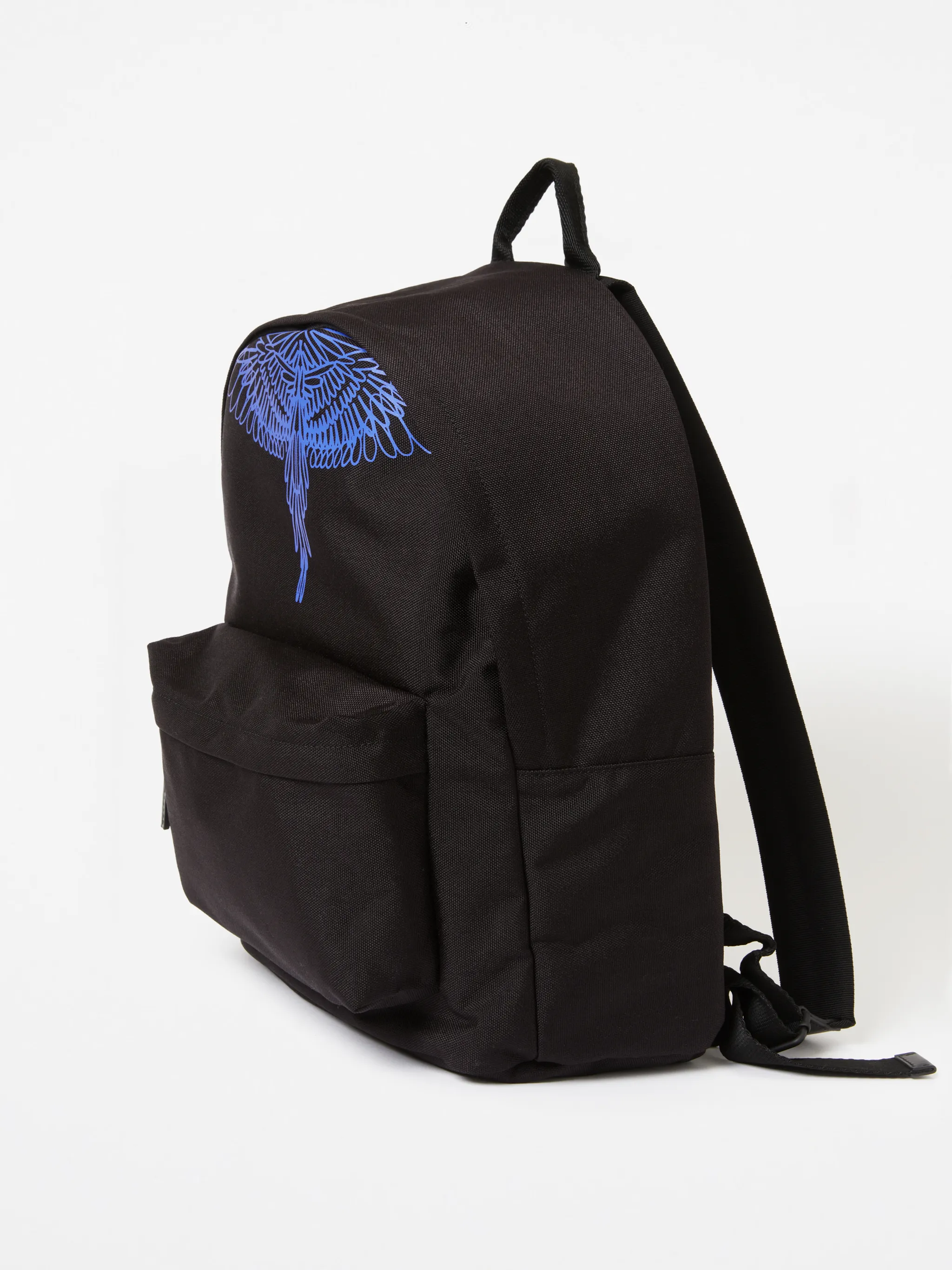 Black Pictorial Wings backpack from Marcelo Burlon County of Milan featuring wings print, concealed top zip fastening, single top handle, two adjustable shoulder straps, main compartment and front zip-fastening compartment.