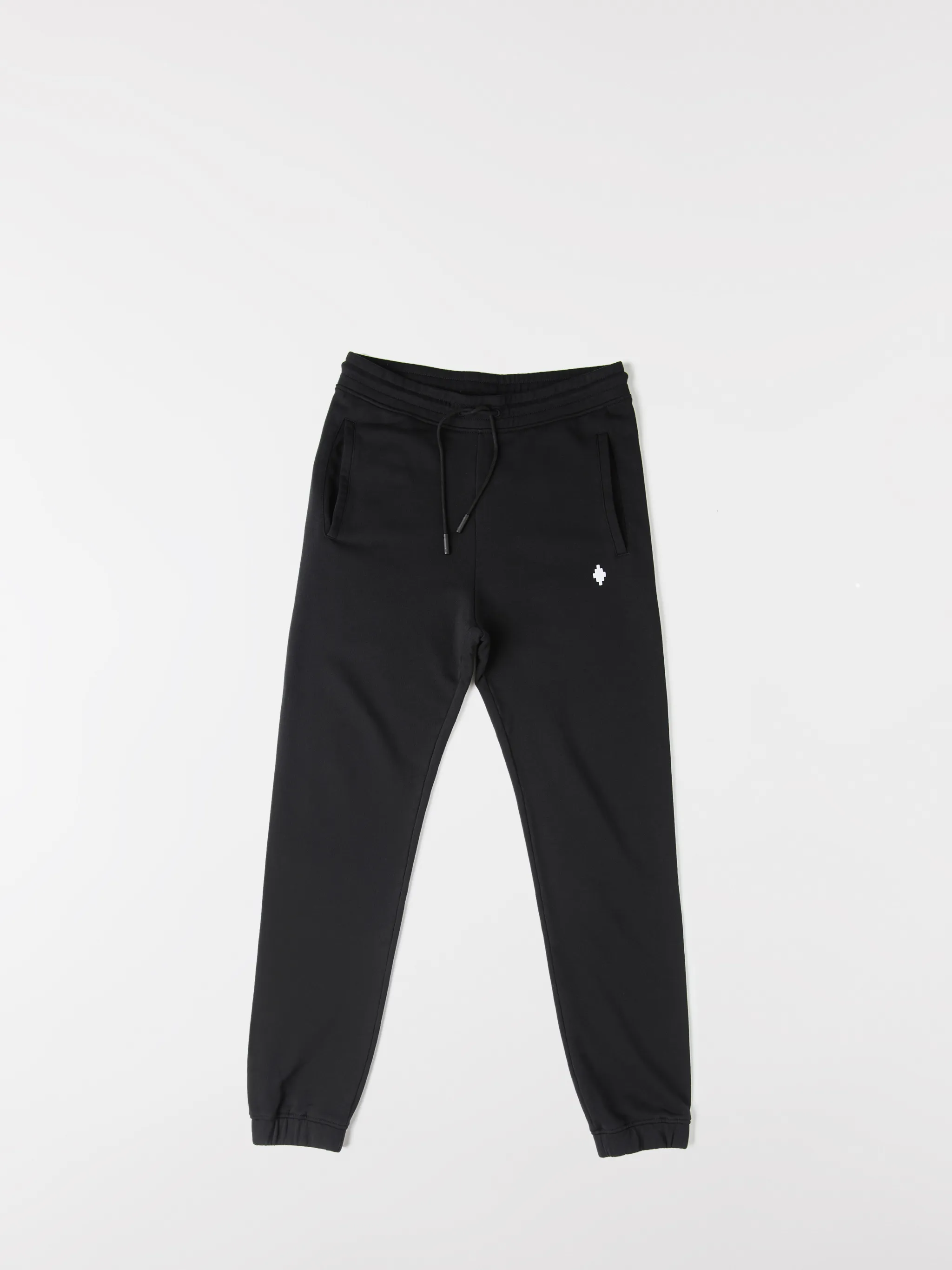 Black cotton rear Psychedelic Wings track pants from Marcelo Burlon County of Milan featuring wings print, elasticated waistband, drawstring fastening, embroidered logo, two side patch pockets, rear patch pocket and elasticated ankles.