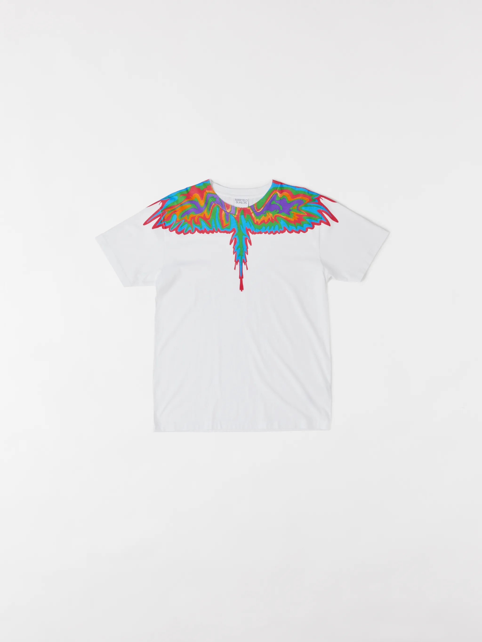 Isn't it about time you spread your wings and take your wardrobe in a different direction? Feel free as a bird with this white cotton Psychedelic Wings T-shirt from Marcelo Burlon County of Milan that has been crafted with lightweight breathable cotton that keeps you feel fresh throughout the day. Your style is about to take flight. Featuring a ribbed crew neck, a jersey knit, a relaxed fit, a straight hem and short sleeves.