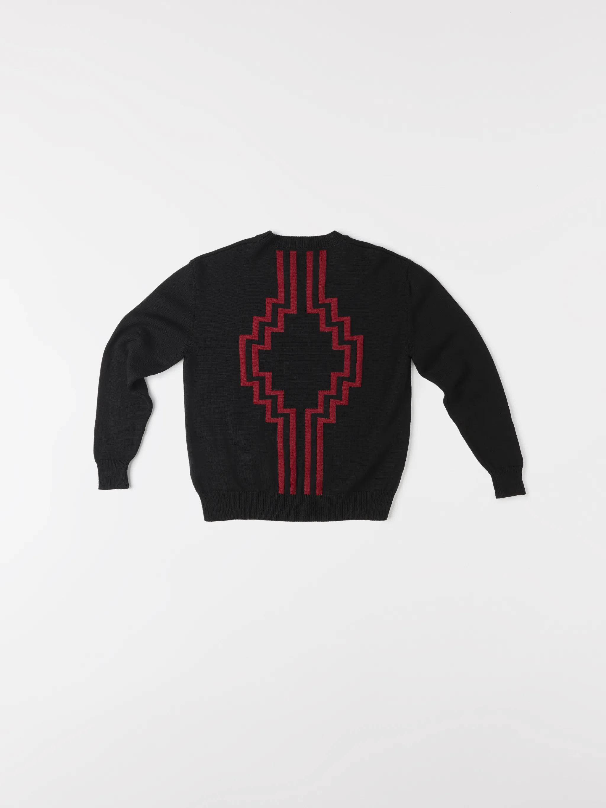 Black cotton Rural Cross crew-neck sweatshirt from Marcelo Burlon County of Milan featuring embroidered logo at the chest, appliqué detail, ribbed edge, crew neck, long sleeves and straight hem.