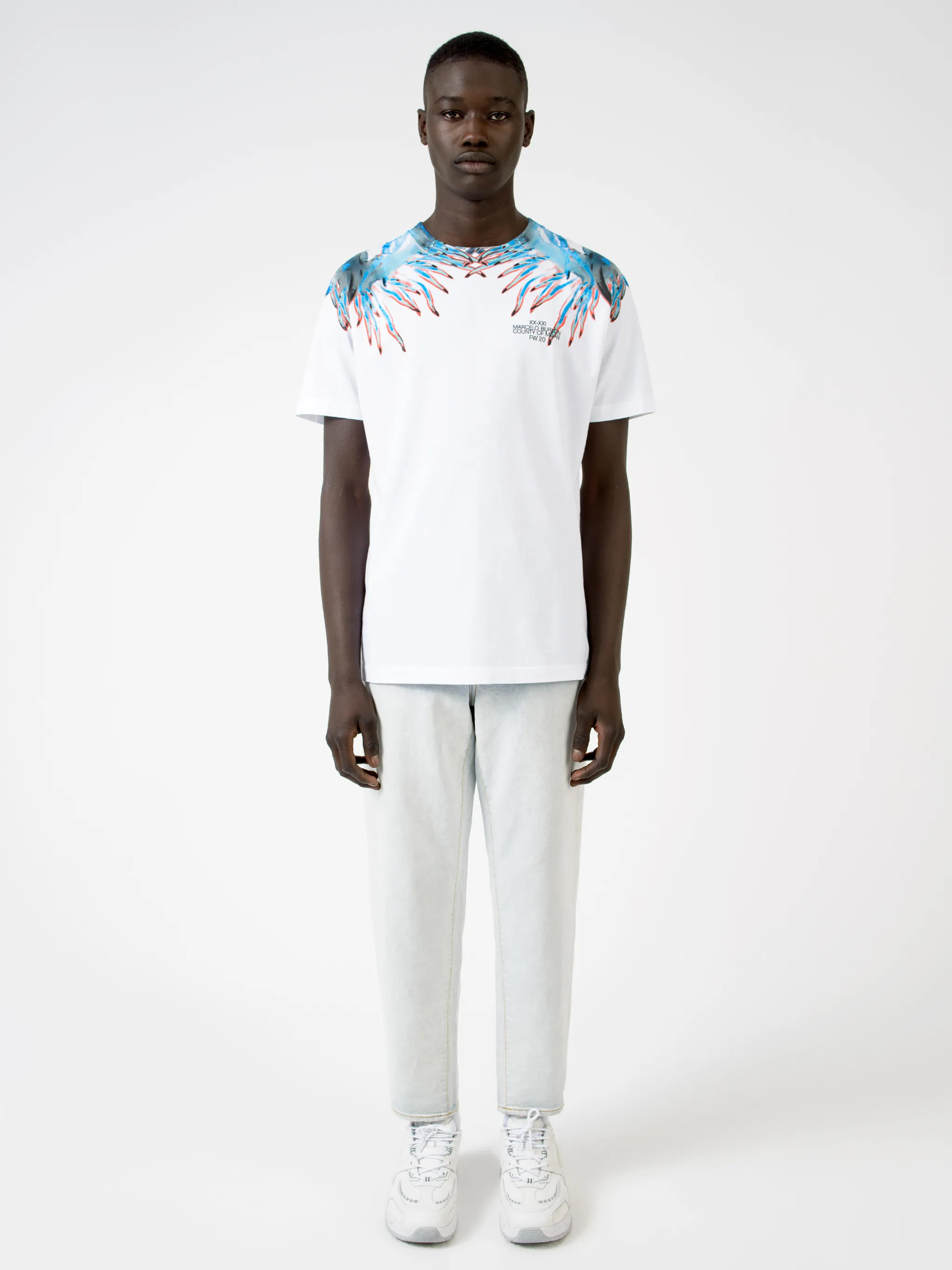 White cotton Sea Snail-print T-shirt from Marcelo Burlon County of Milan featuring graphic print, round neck, short sleeves and straight hem.
