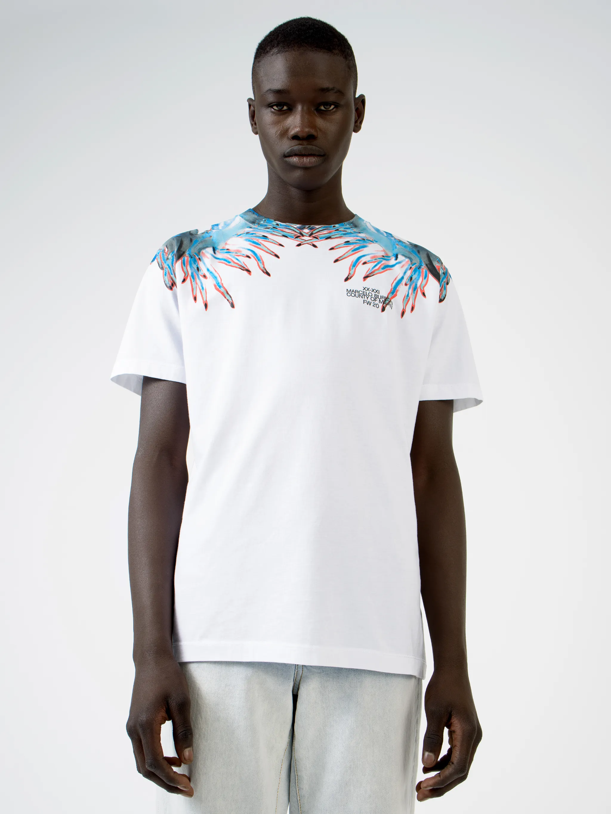 White cotton Sea Snail-print T-shirt from Marcelo Burlon County of Milan featuring graphic print, round neck, short sleeves and straight hem.