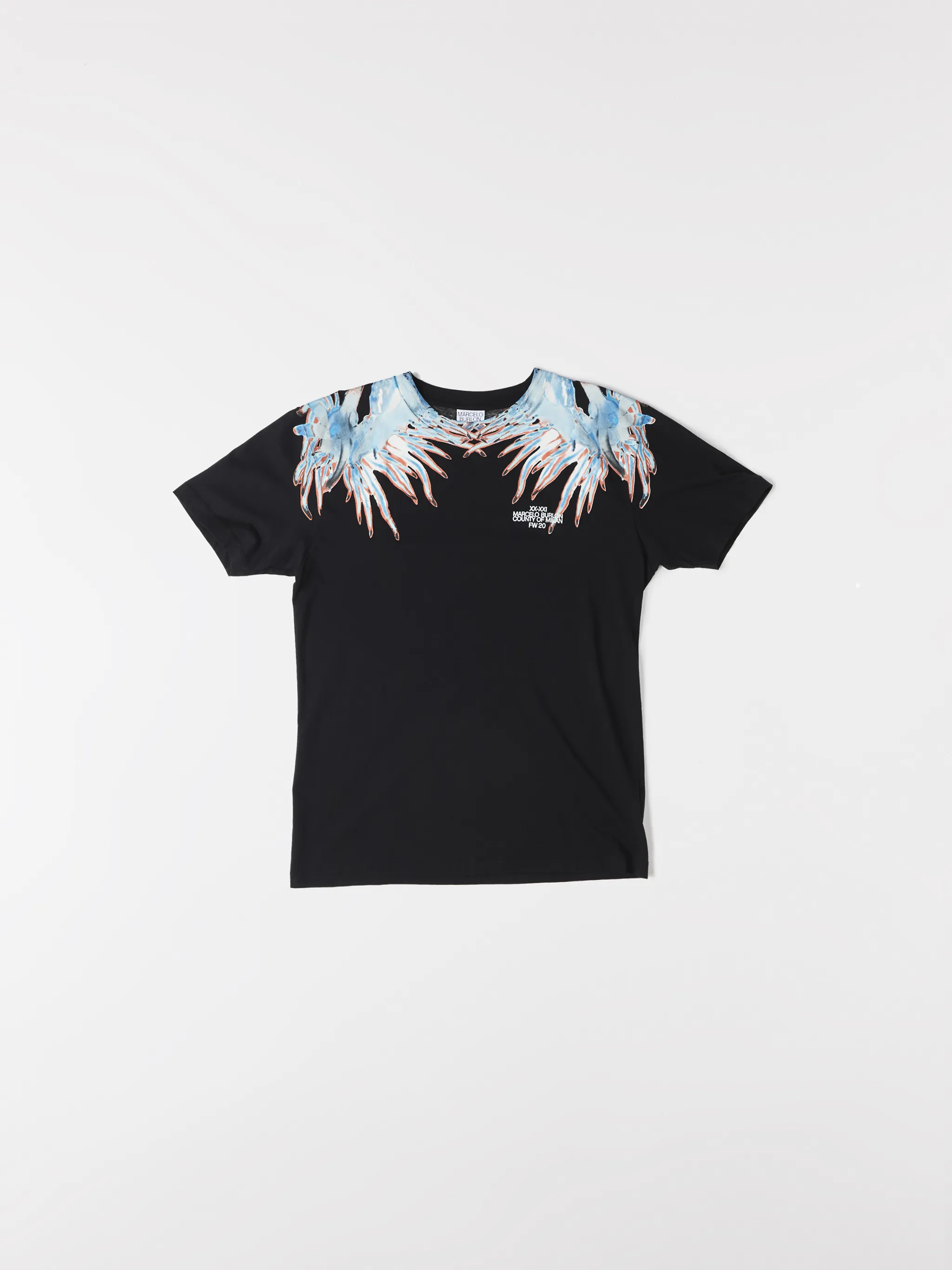 Black cotton Sea Snail-print T-shirt from Marcelo Burlon County of Milan featuring graphic print, round neck, short sleeves and straight hem.