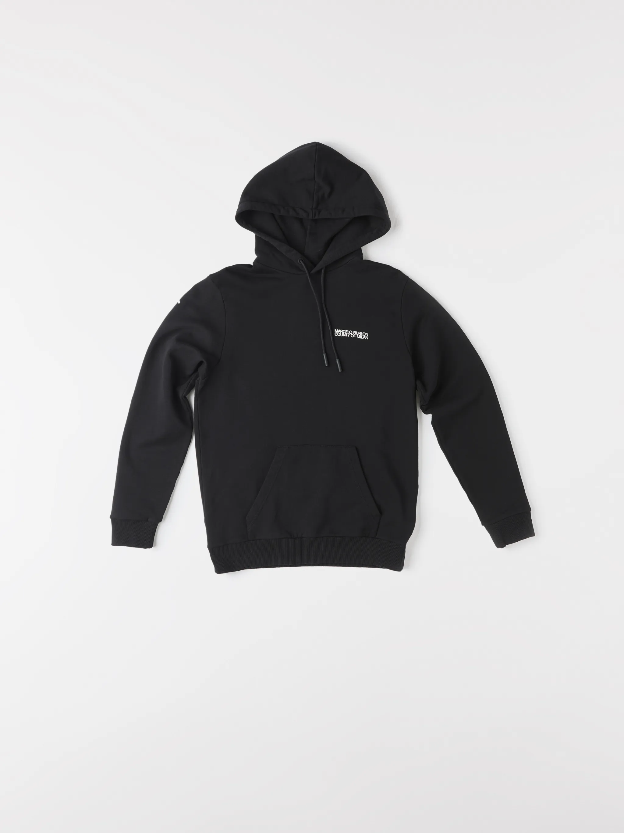 Black cotton Square Outline cotton hoodie from Marcelo Burlon County of Milan featuring logo print at the chest, graphic print to the rear, drawstring hood, long sleeves, front pouch pocket and straight hem.